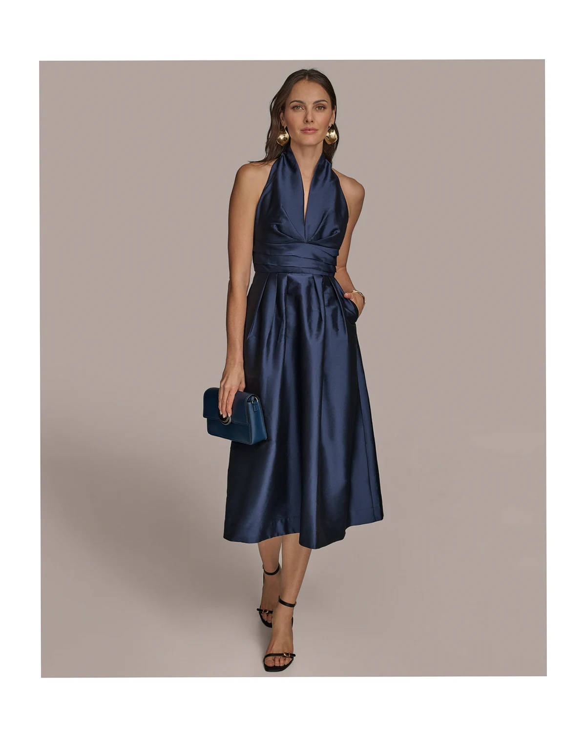 Women's A-Line Halter Midi Dress