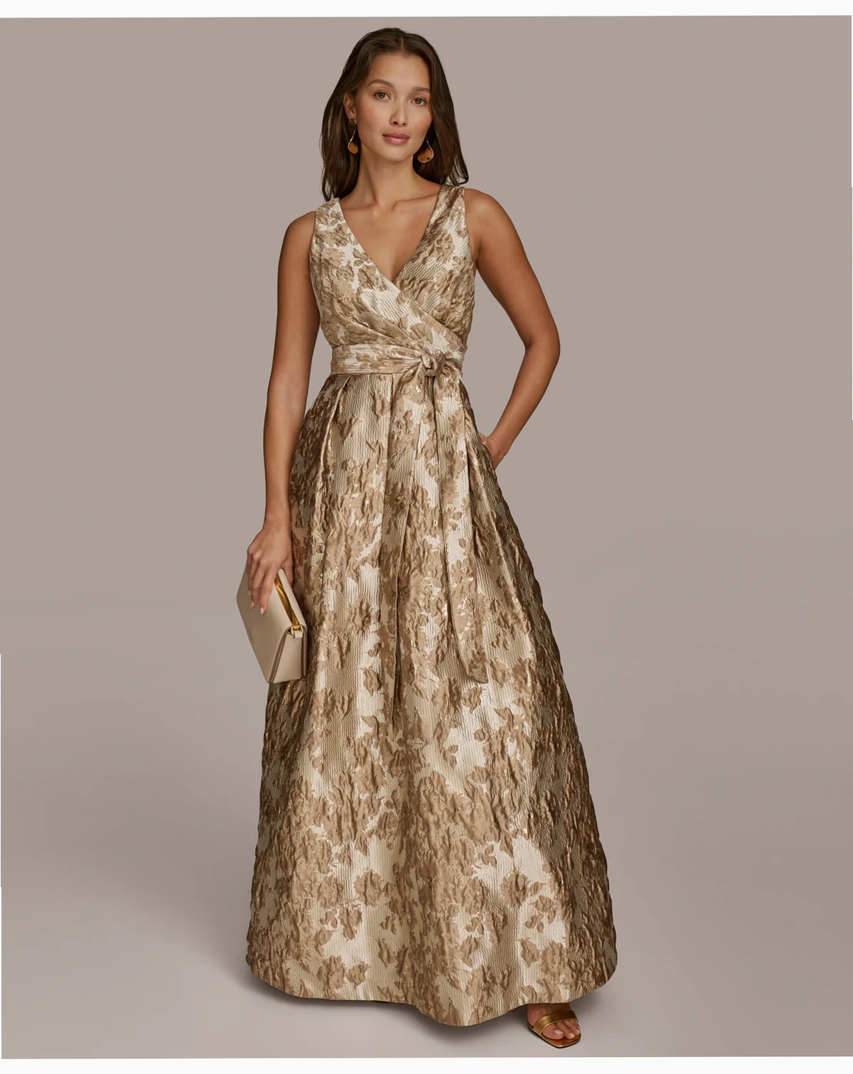 Women's Metallic Brocade Gown