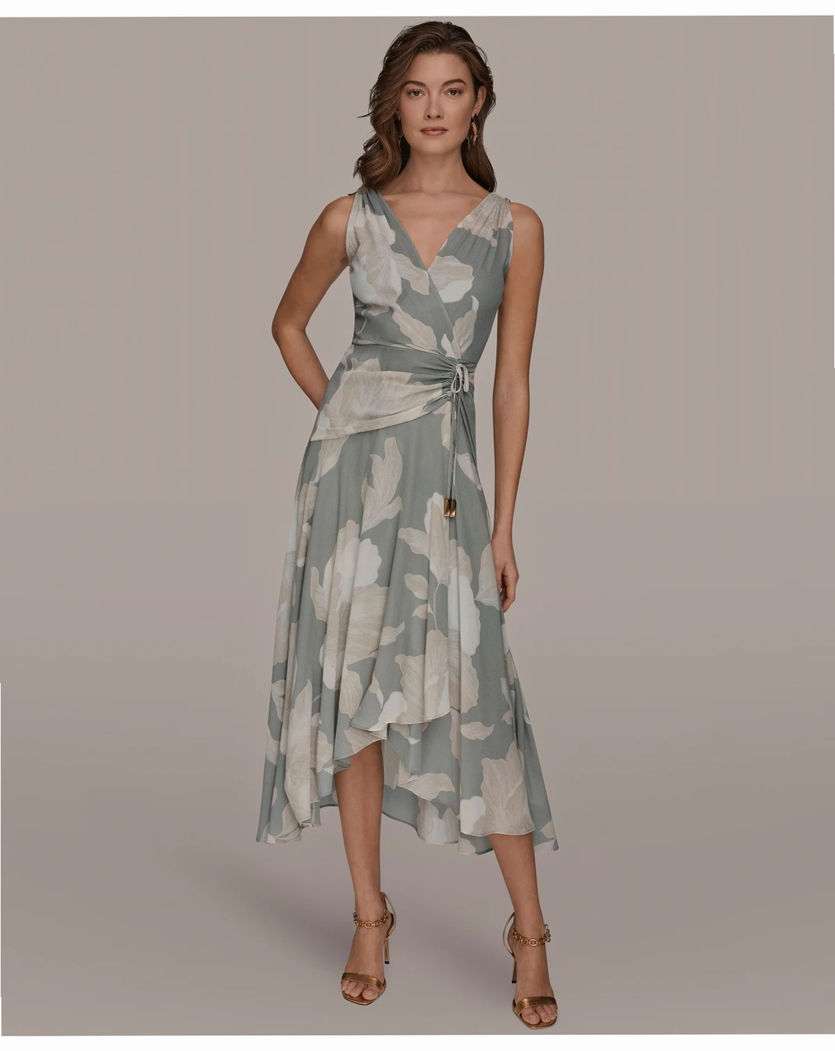Women's Faux-Wrap Sleeveless Dress