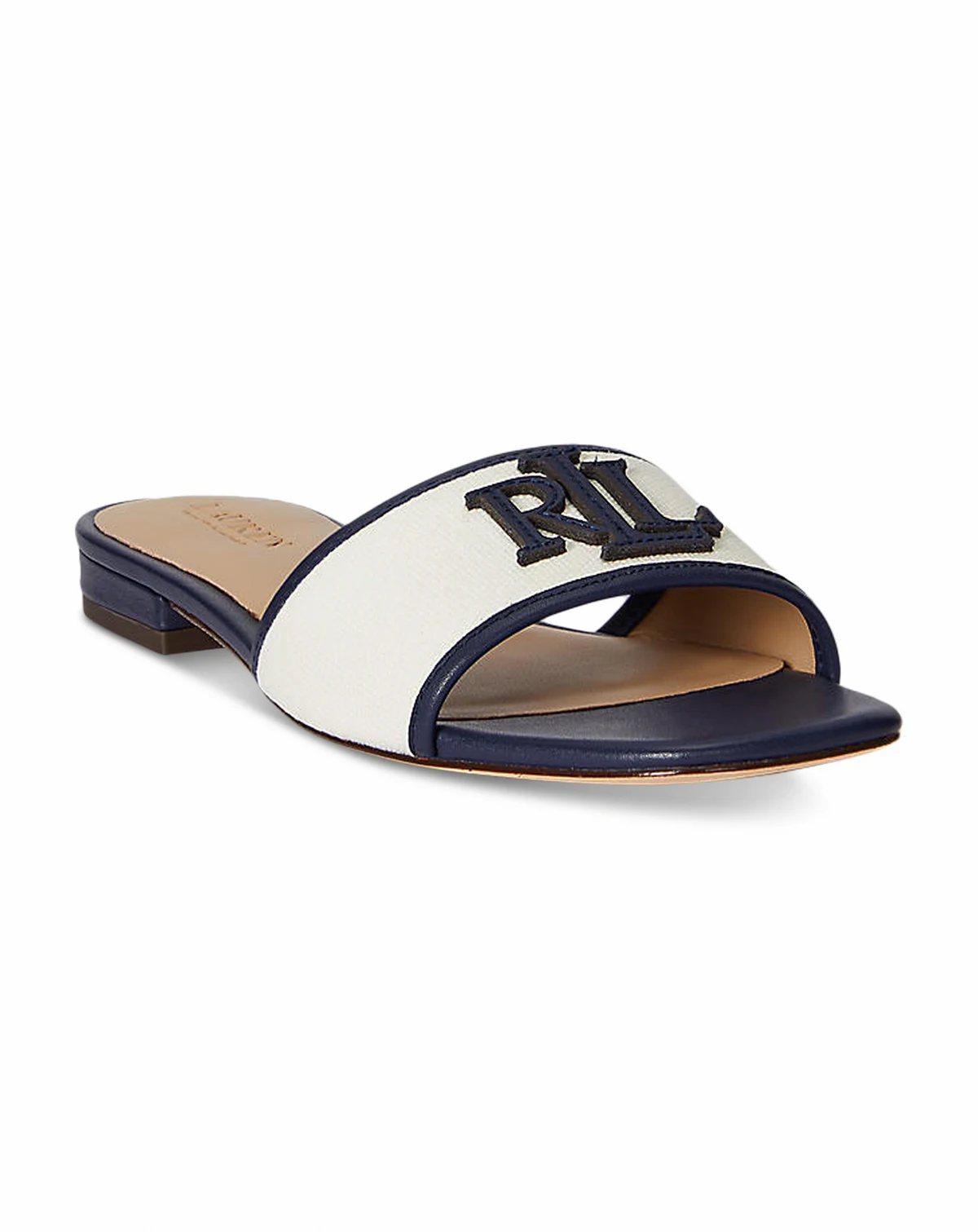 Women's Everley Leather-Trim Canvas Slide Sandals