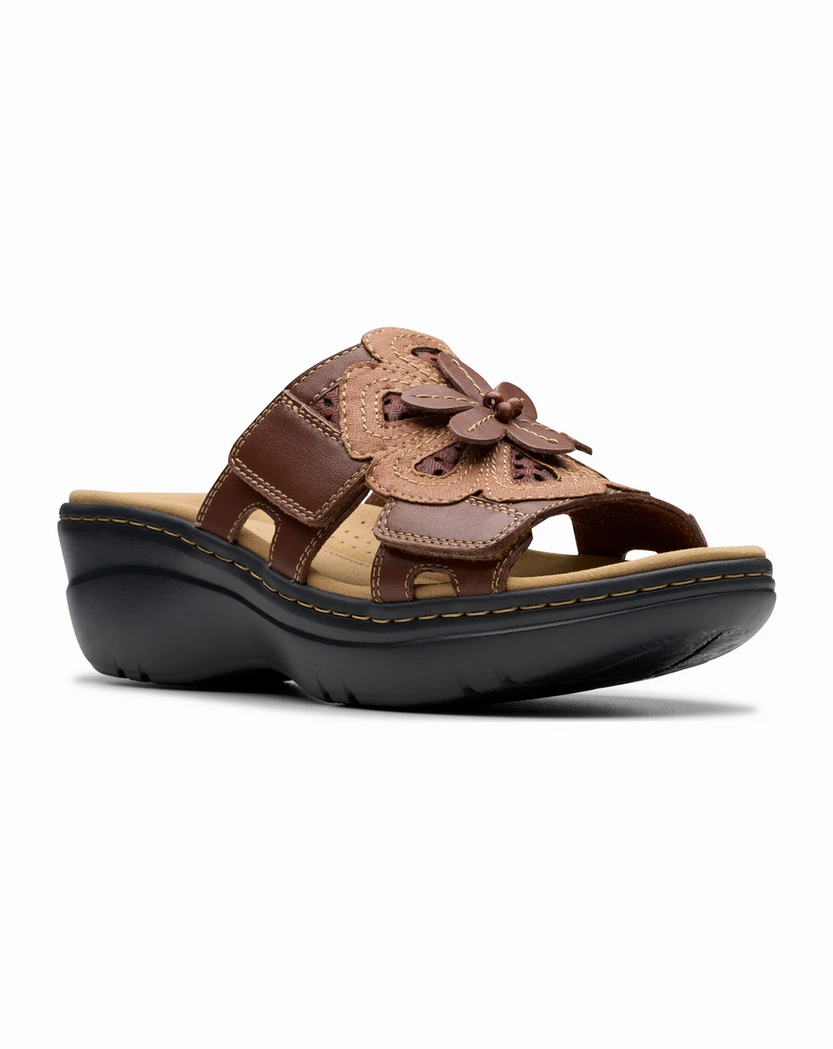 Merliah2 Belle Flower Leather Wedge Sandals