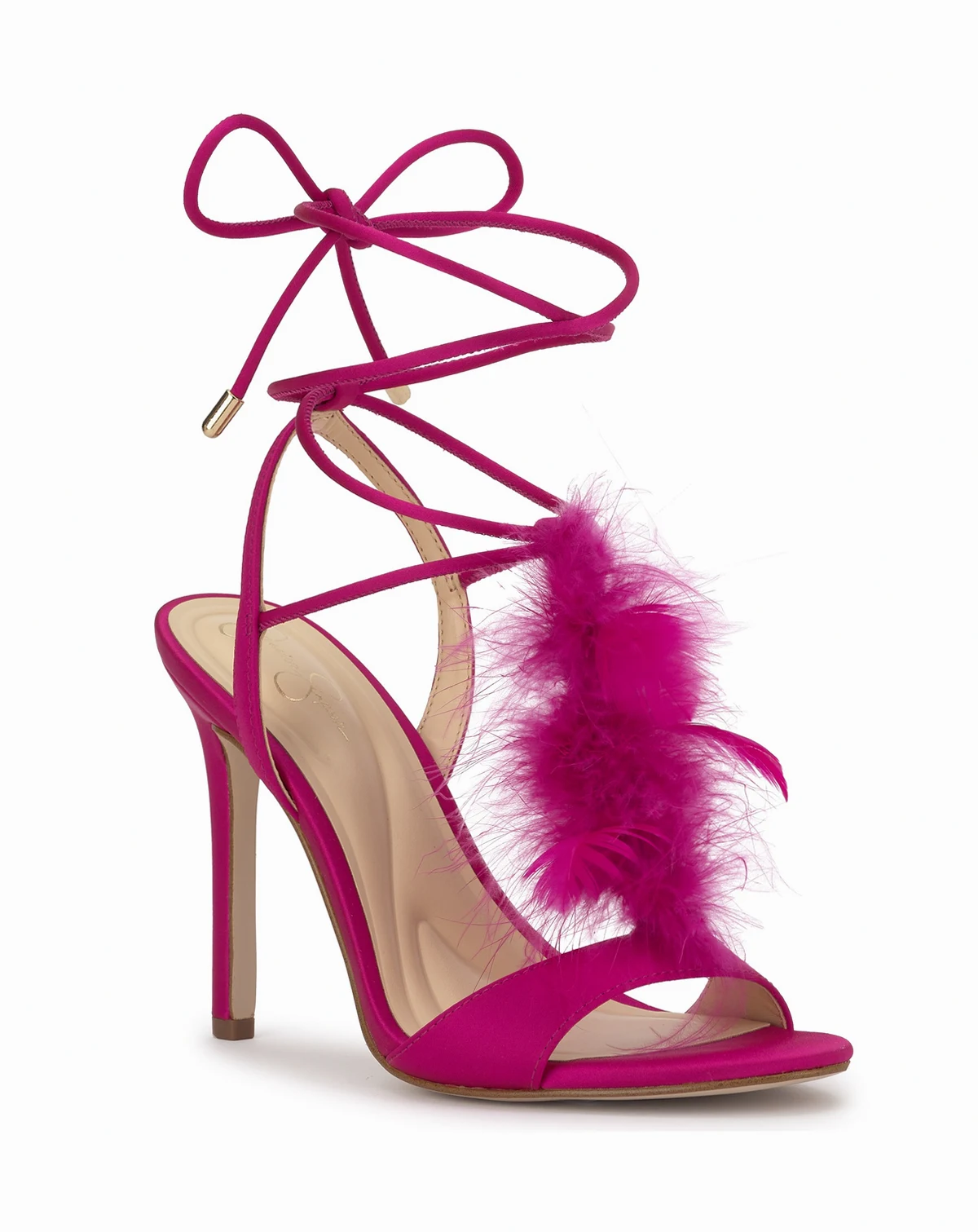 Women's Jenzin Feather Lace-Up Stiletto Dress Sandals