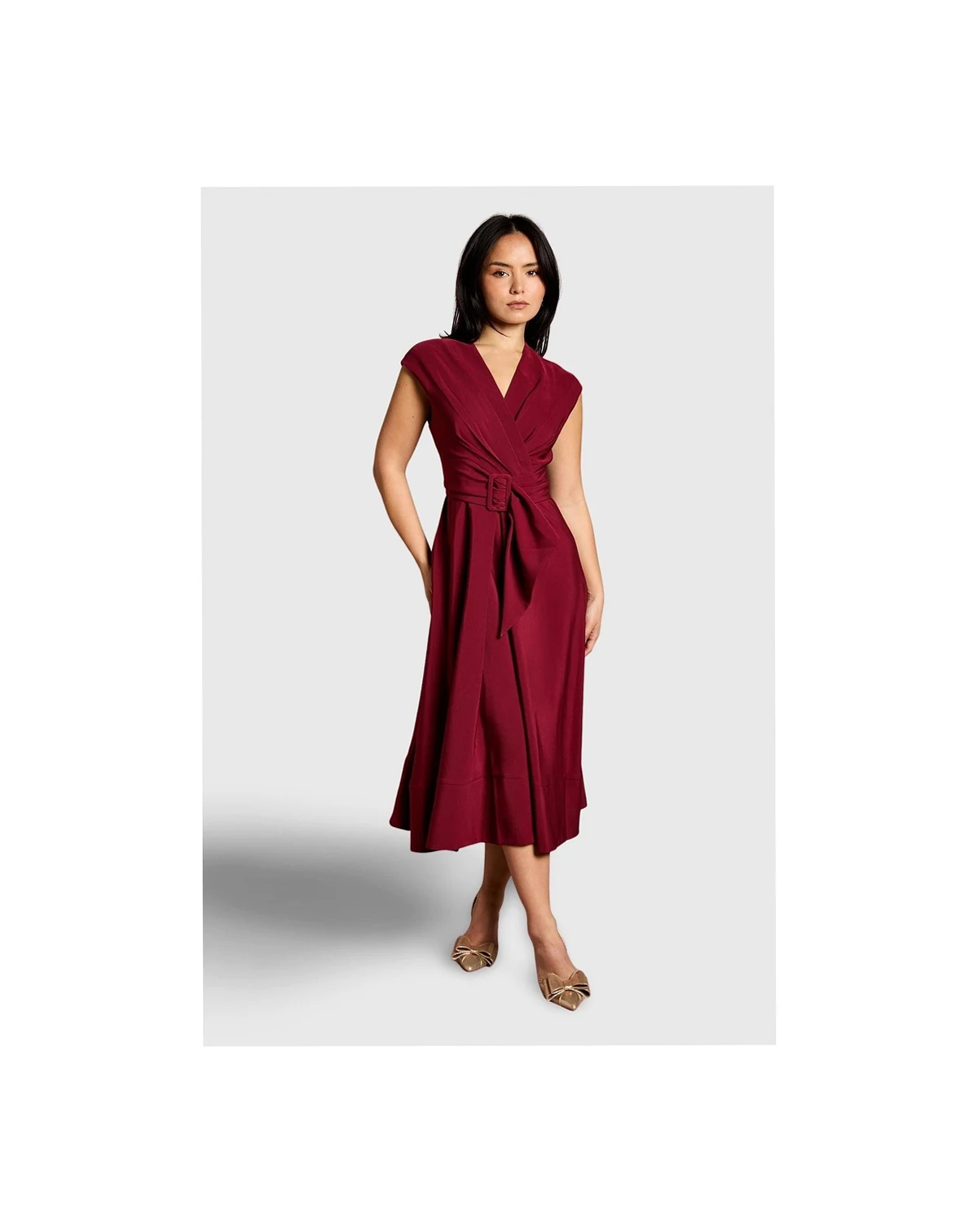 Women's Belted Crepe Dress
