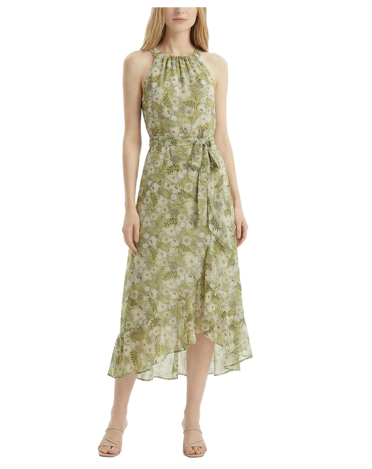 Petite Halter Front Chiffon Maxi Dress