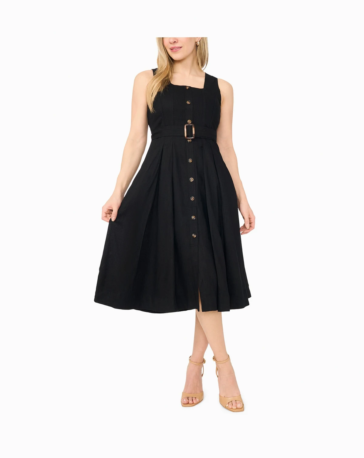 Petite Sleeveless Square Neck Midi Dress