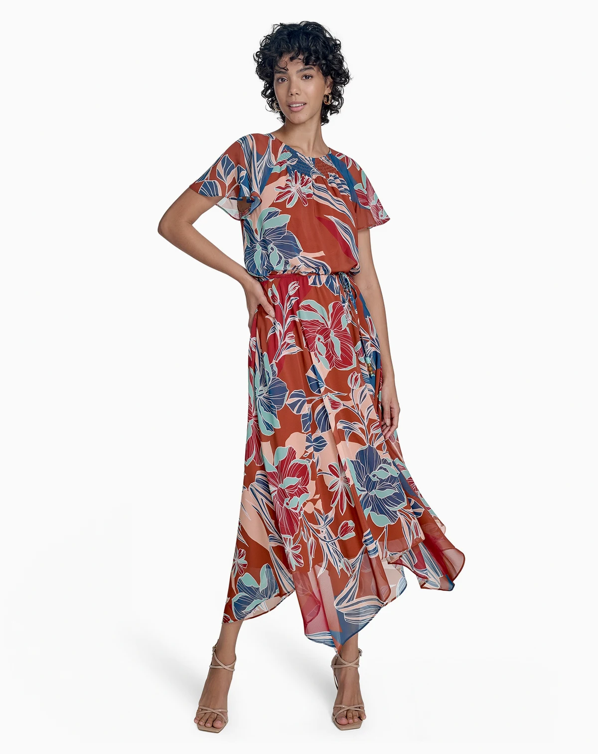 Women's Short-Sleeve Fit & Flare Dress