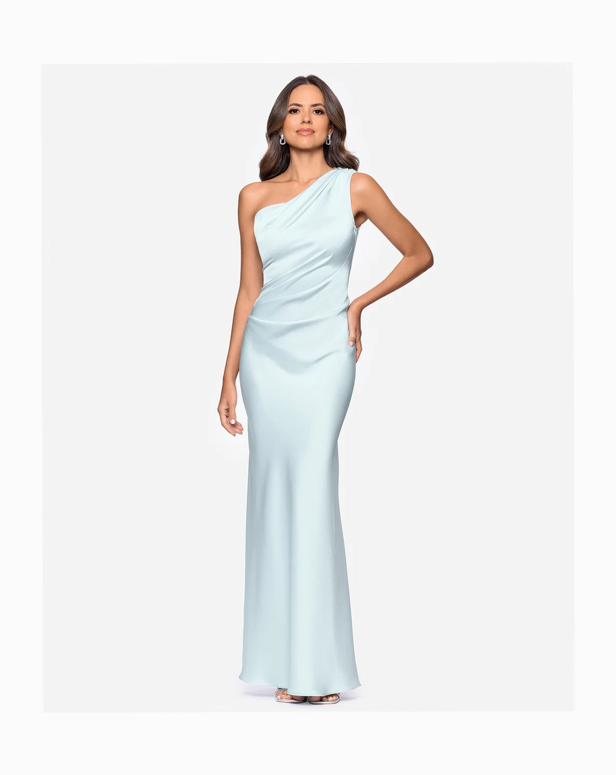 Petite One-Shoulder Sheath Gown