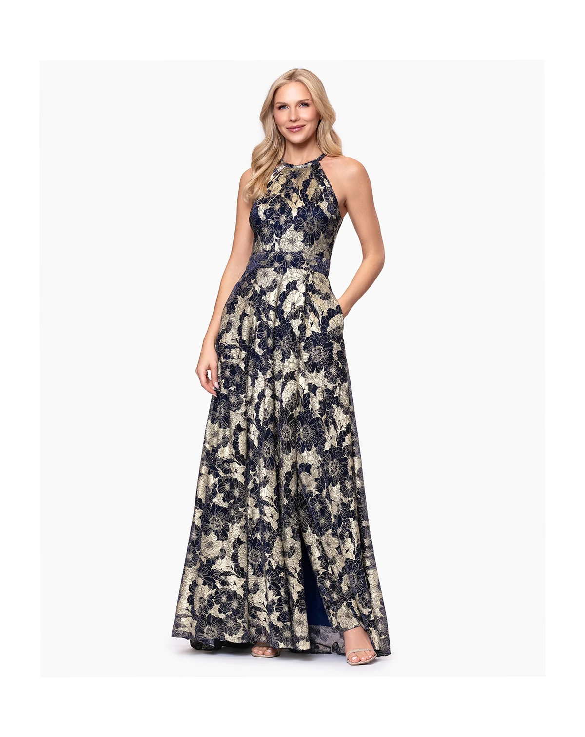 Petite Sleeveless Halter Neck Ball Gown