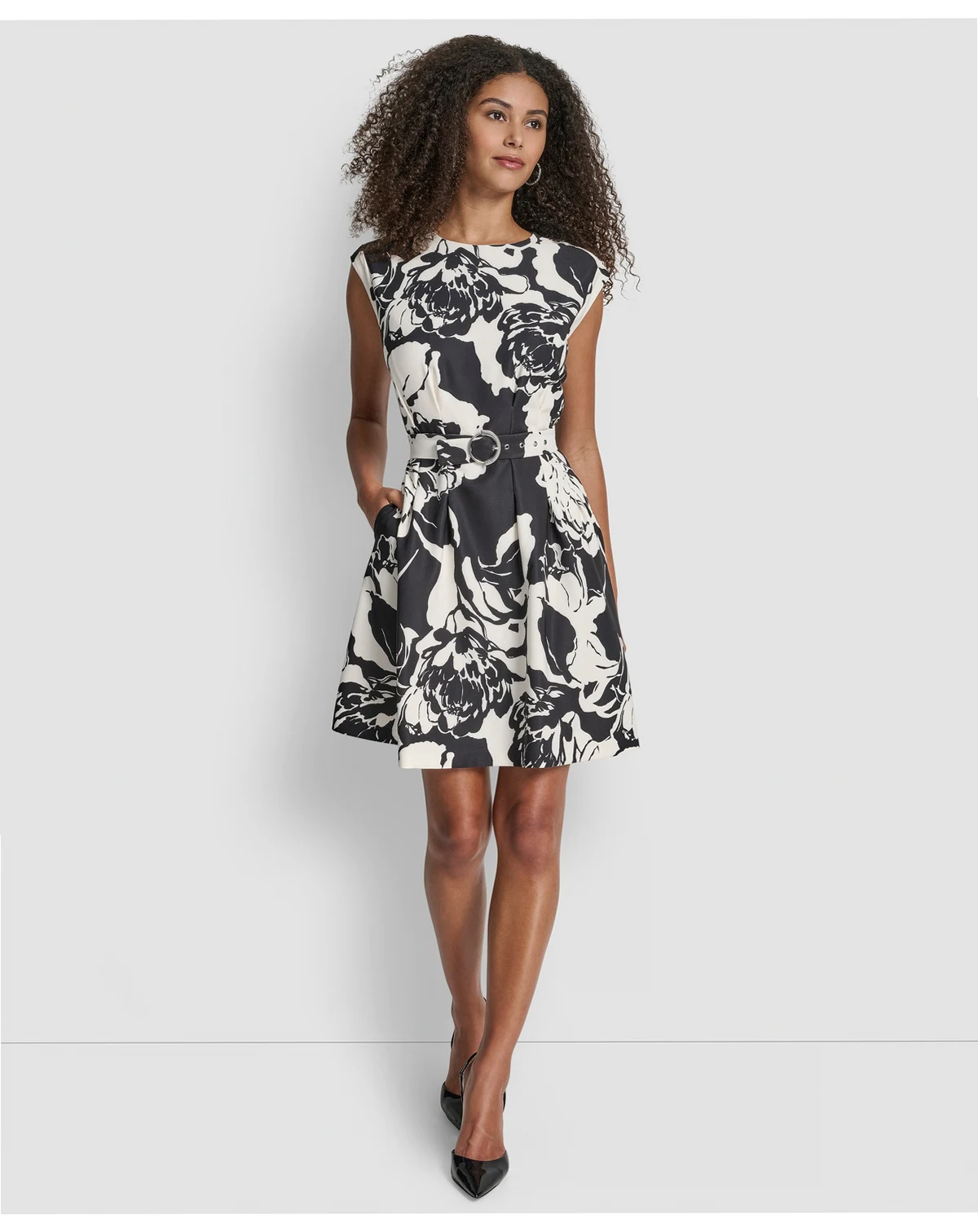 Women's Cap-Sleeve Fit and Flare Dress