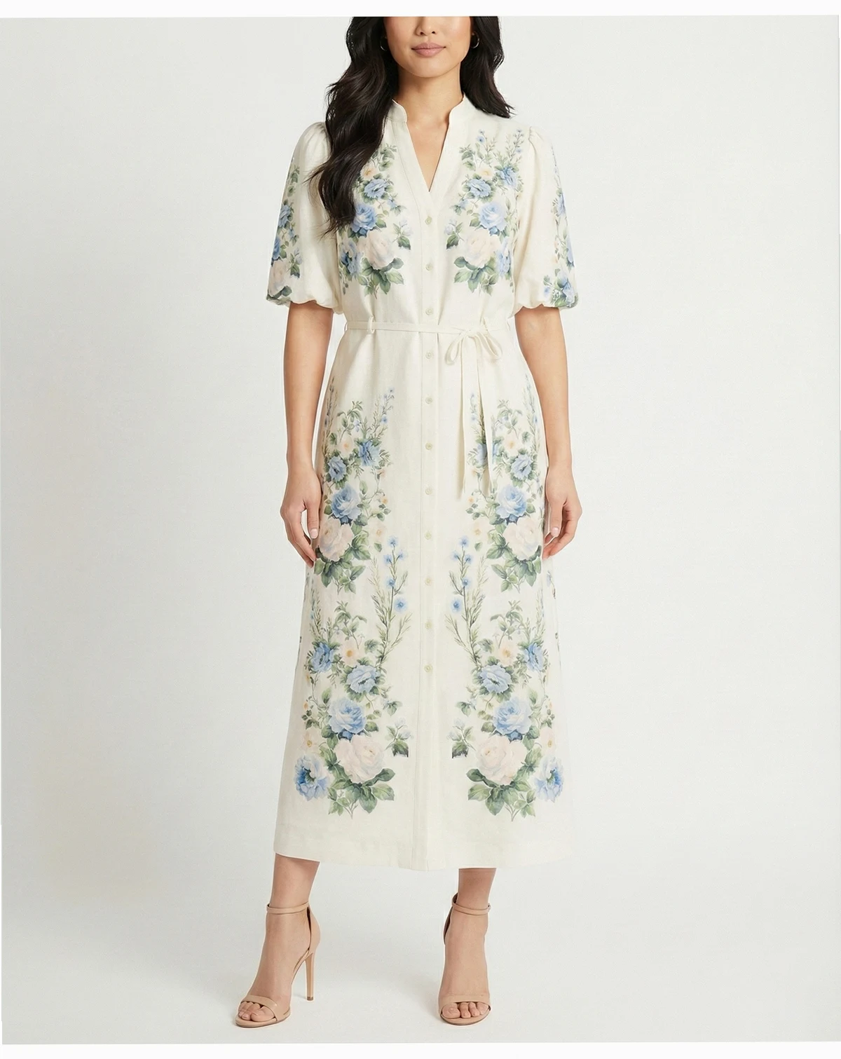 Petite Placement Print Short-Sleeve Shirt Dress