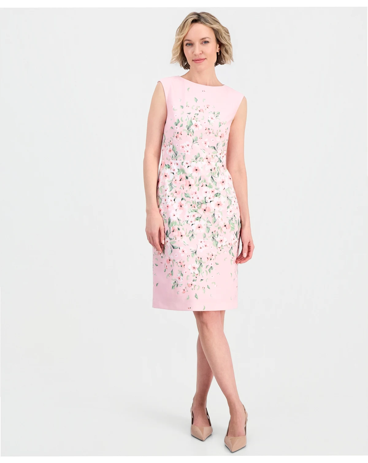 Women's Placed-Floral Sleeveless Sheath Dress, Regular & Petite