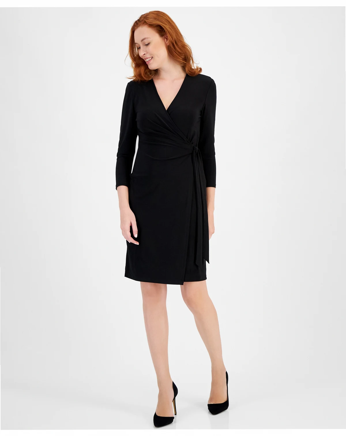 Women's Printed 3/4-Sleeve Wrap Dress