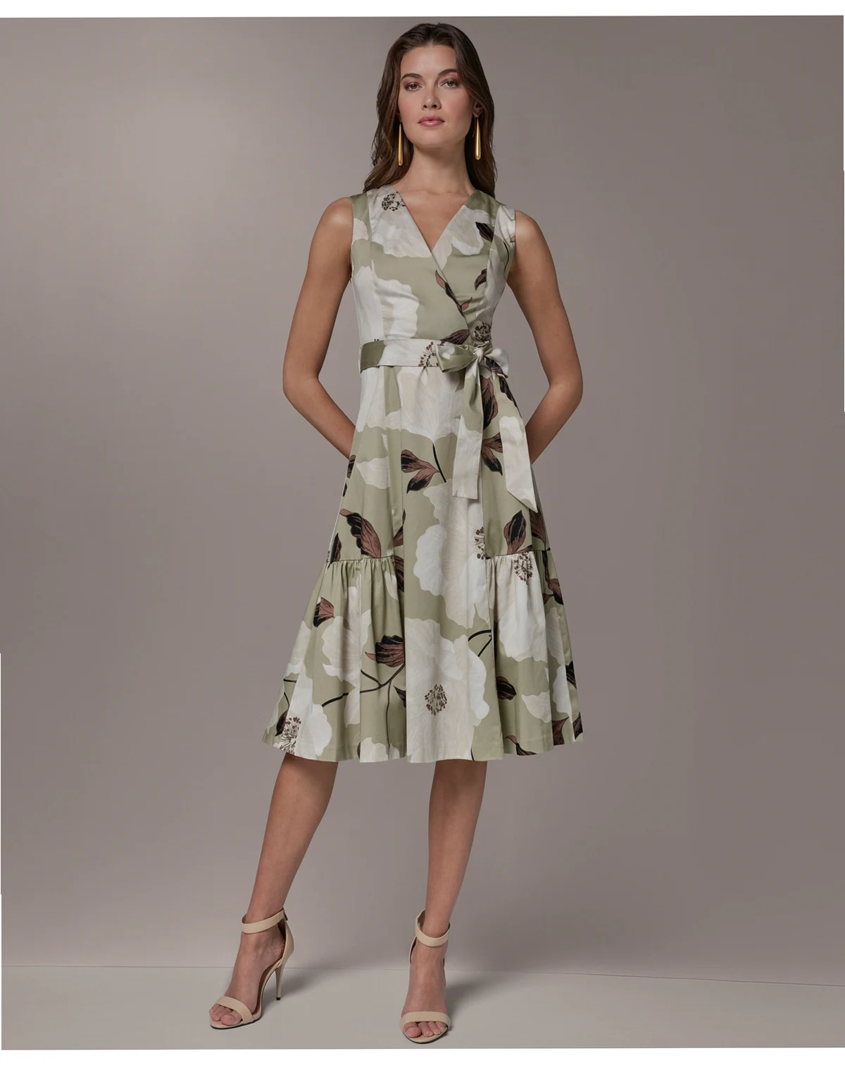 Petite Belted Cotton Midi Dress
