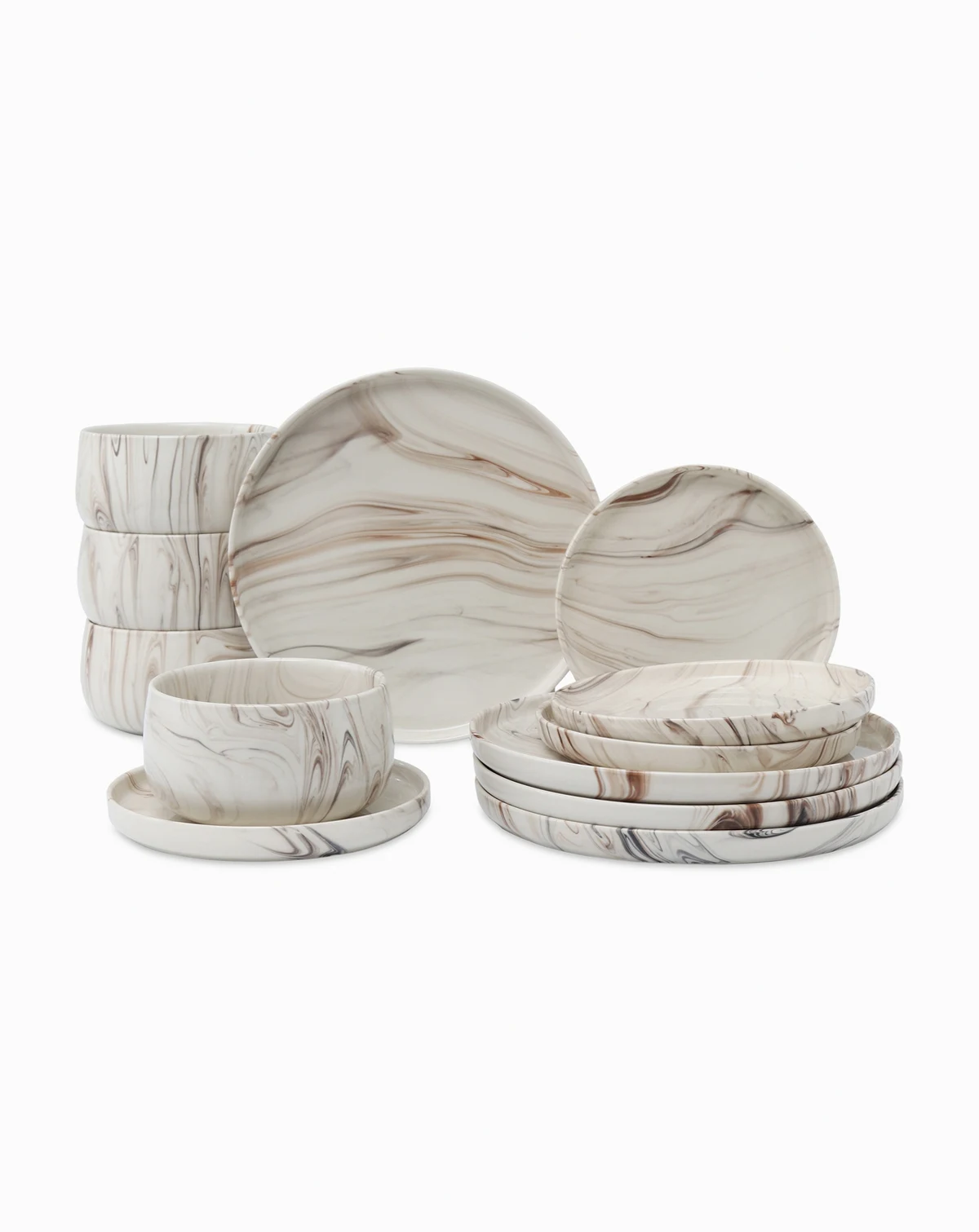 Shiny Marble Look 12-Pc. Dinnerware Set, Service for 4