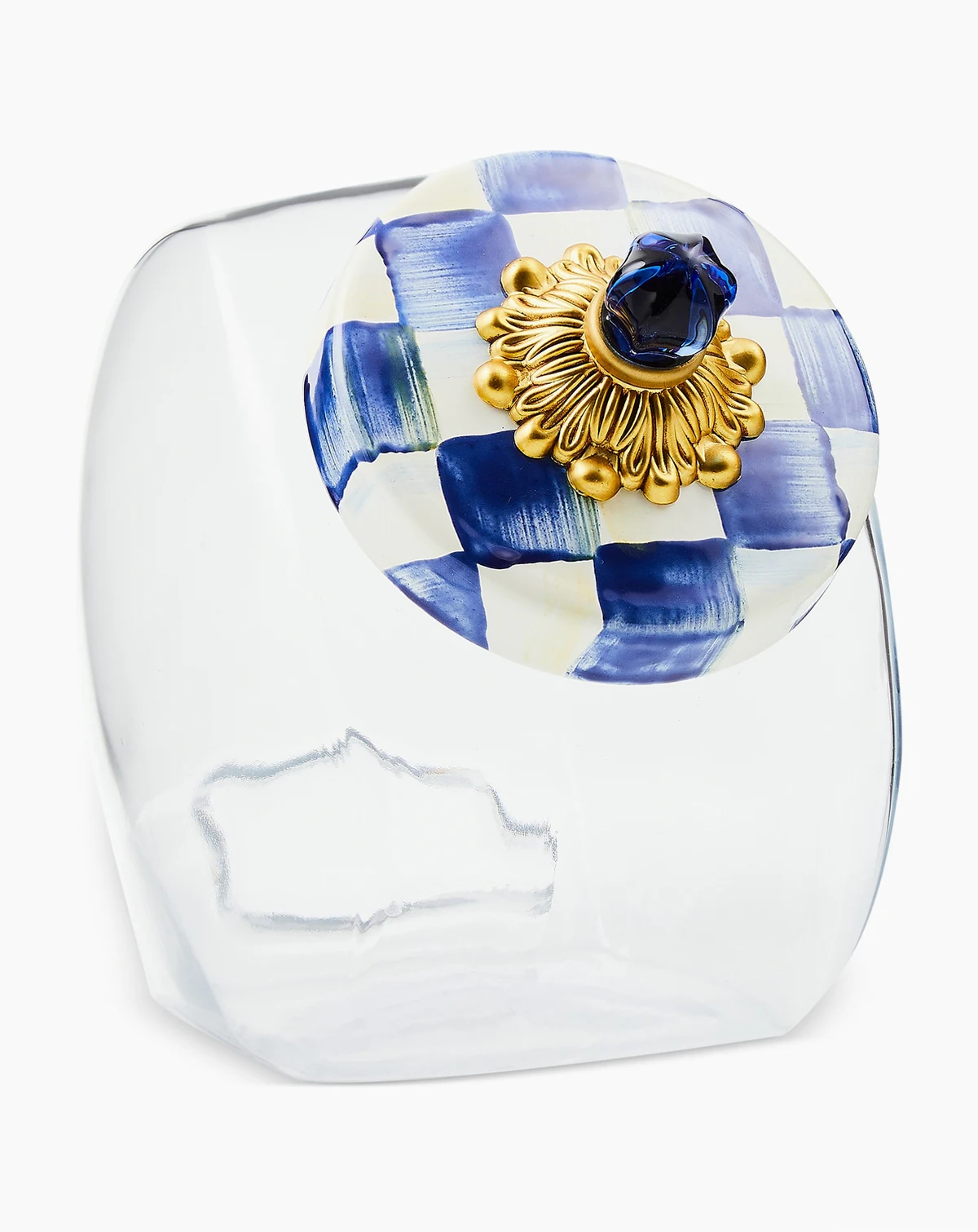 Glass Cookie Jar with Royal Check Lid