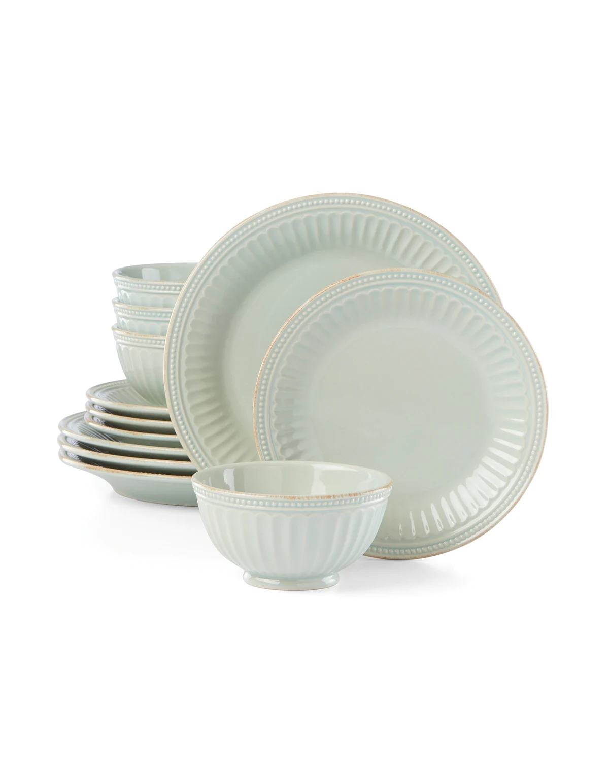 French Perle Groove 12 Pc. Dinnerware Set, Service for 4
