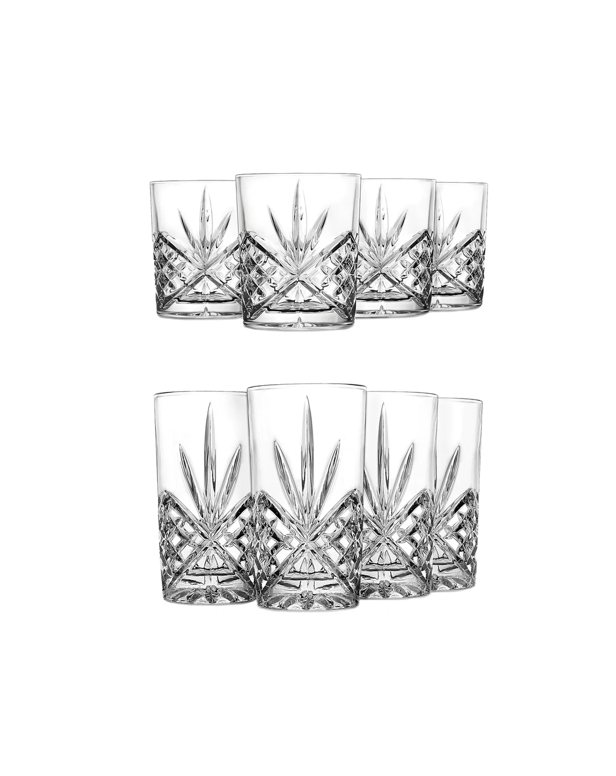 Dublin Crystal Double Old Fashion & Highball Glasses, Set of 8