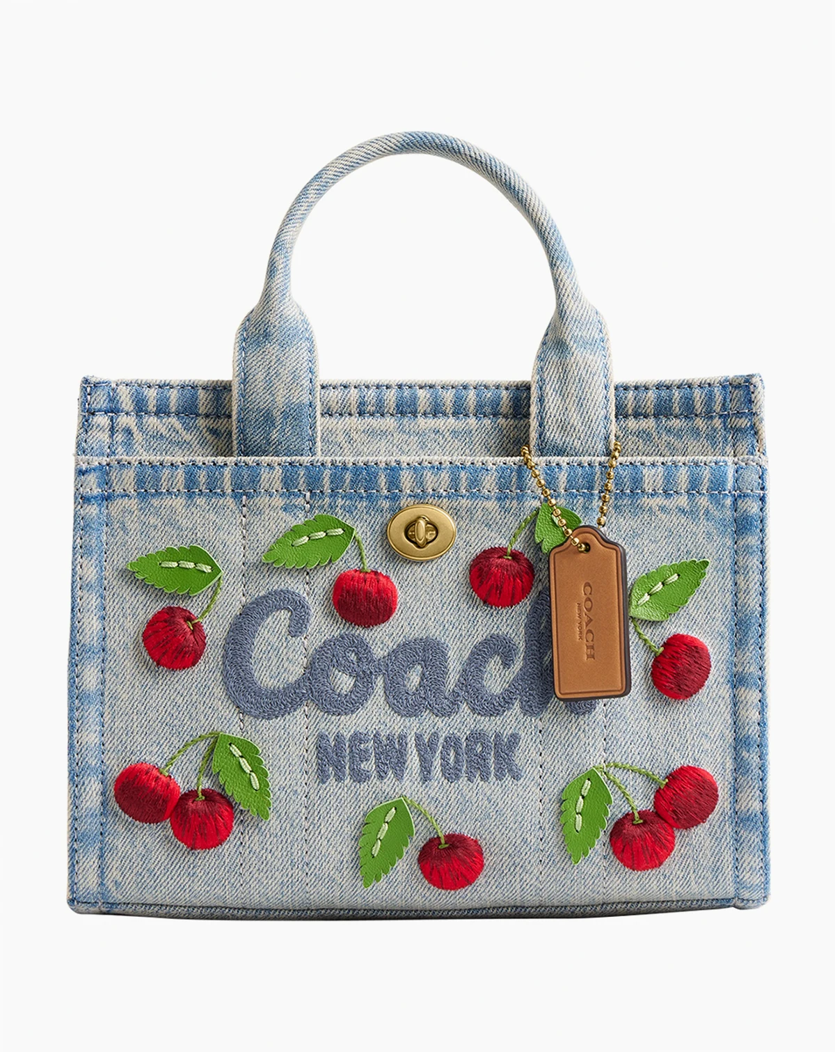 Cargo Mini Denim Cherry Embroidery Tote Bag 20