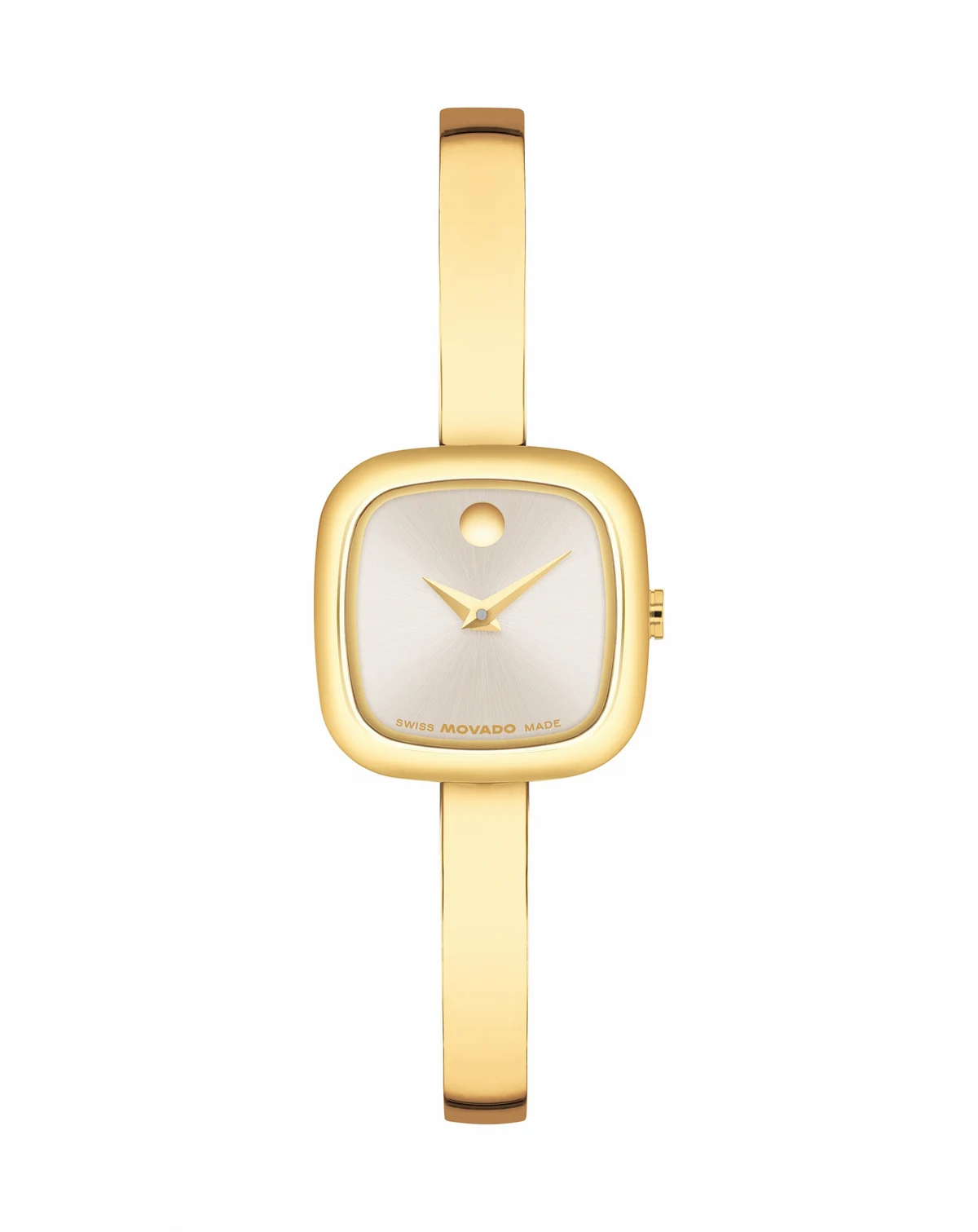 Women's Museum Cushion Swiss Quartz Yellow PVD Steel Bangle Watch, 21.50mm