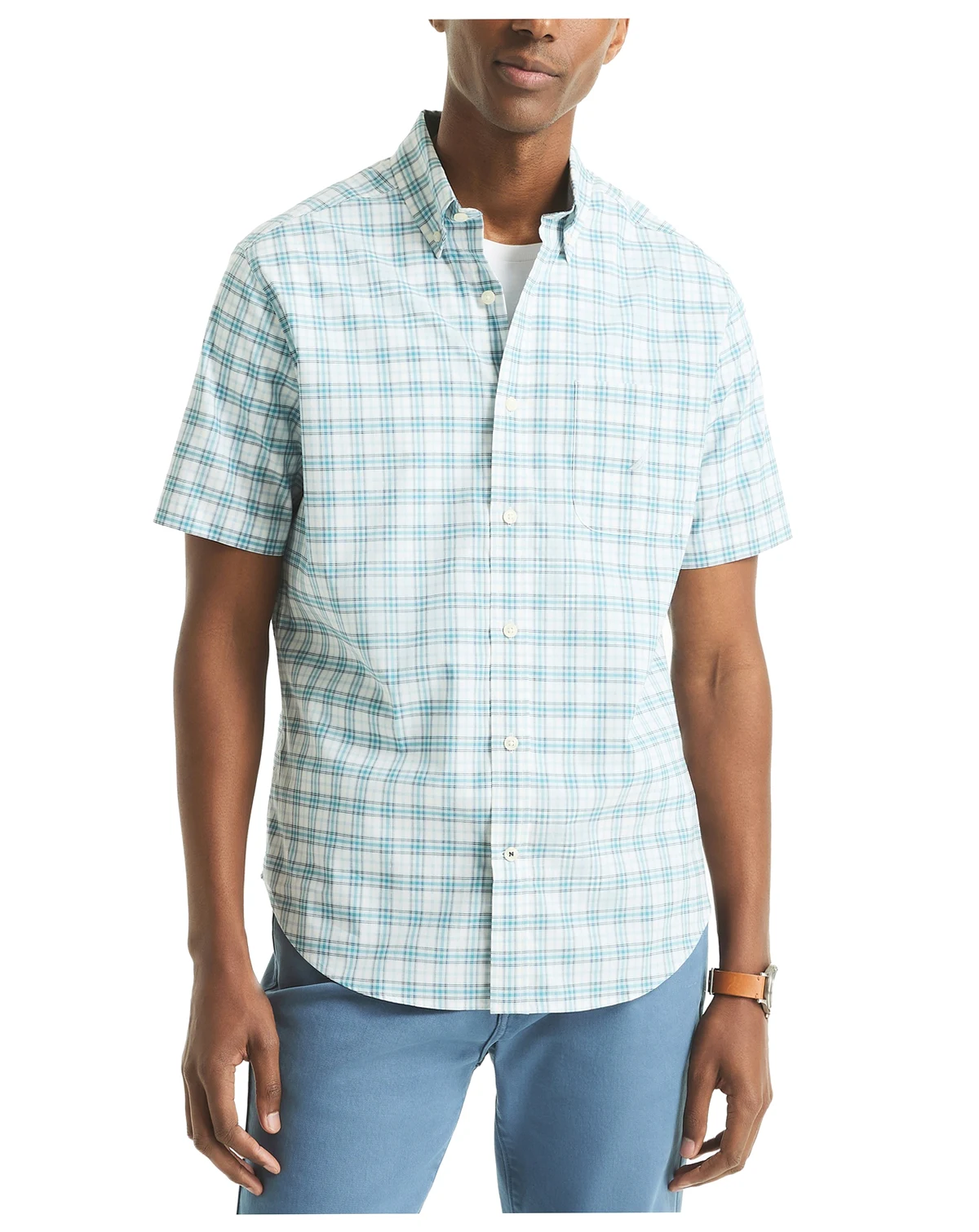 Men's Short Sleeve Tattersall Button-Down Shirt