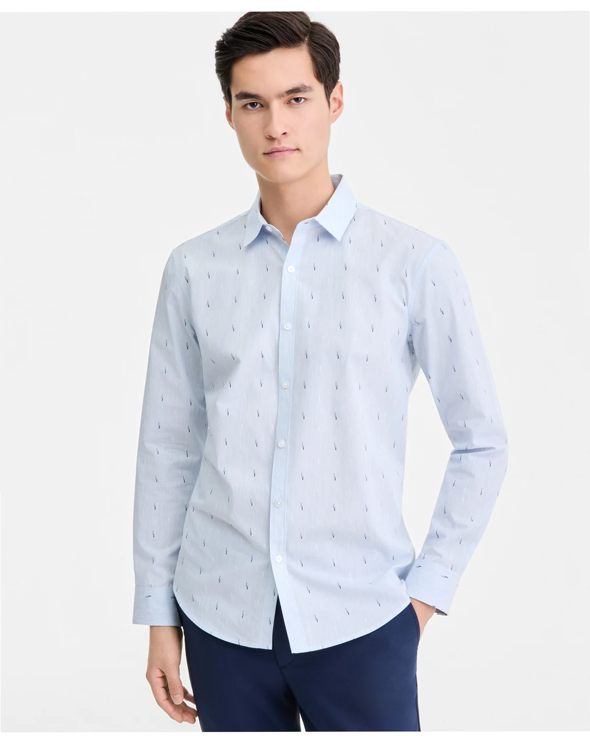Men's Long-Sleeve Cotton Faded Geo Shirt, Macy's Exclusive