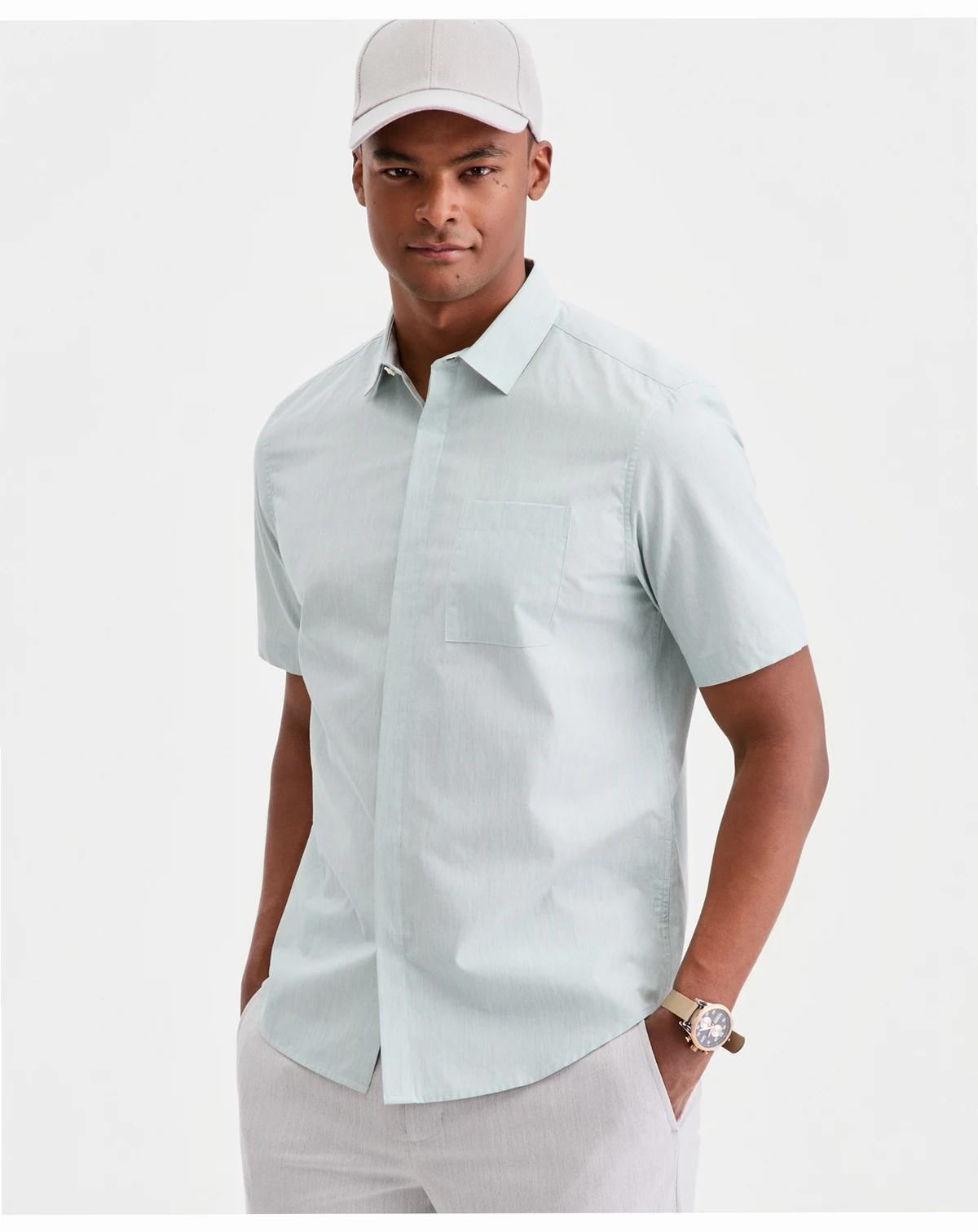 Men's Cotton Luke Short-Sleeve Pocket Shirt, Macy's Exclusive