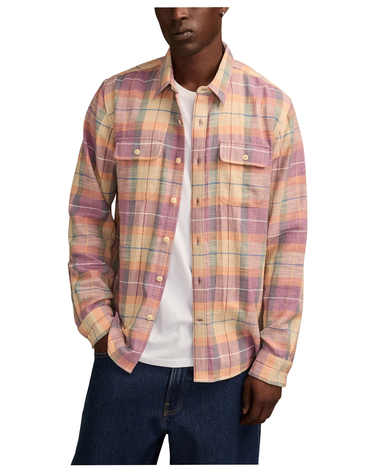 Men's Big Slub Plaid Shirt