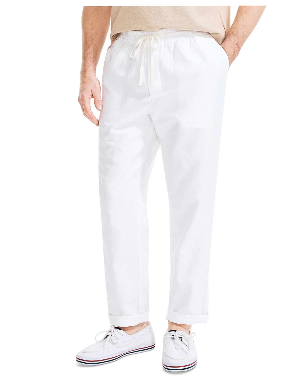 Men's Classic-Fit Elastic Drawstring Linen Pant