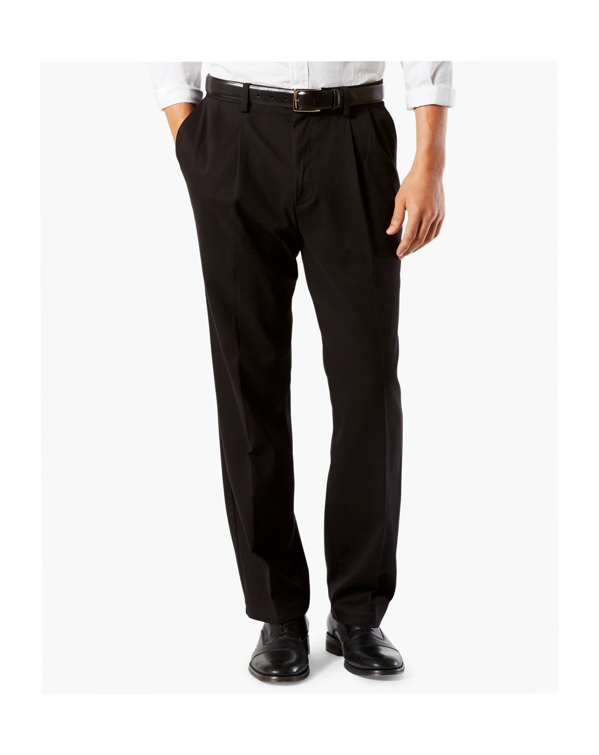 Men's Easy Classic Pleated Fit Khaki Stretch Pants