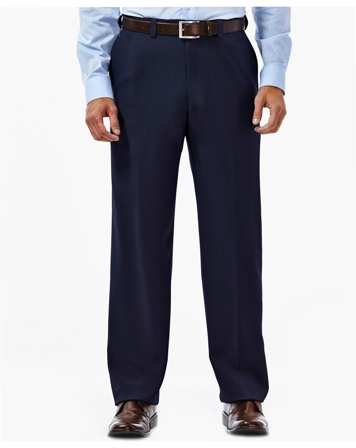 Men's Eclo Stria Classic Fit Flat Front Hidden Expandable Dress Pants