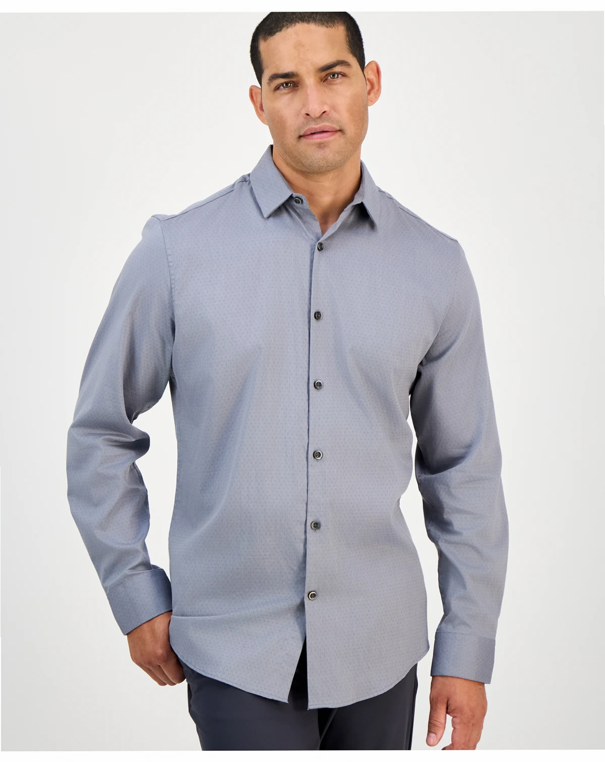 Men's Modern Classic-Fit Stretch Dot Dobby Button-Down Shirt, Created for Macy's