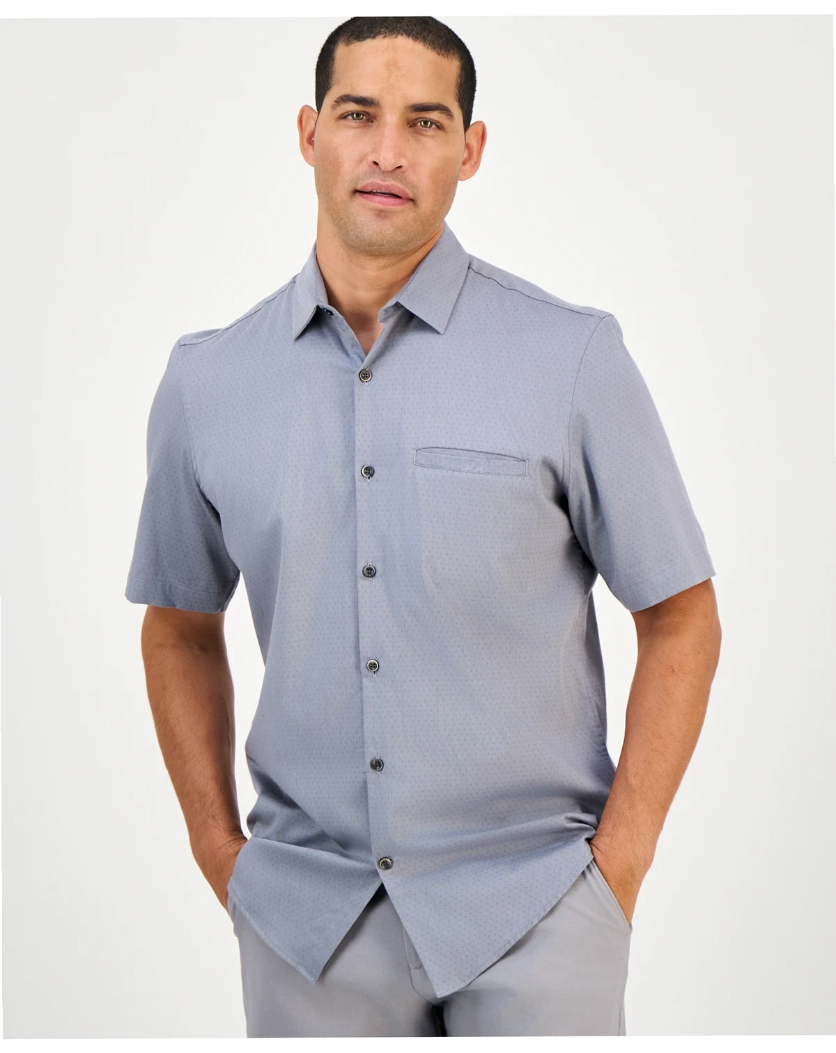 Men's Short-Sleeve Modern Stretch Dobby Shirt, Created for Macy's