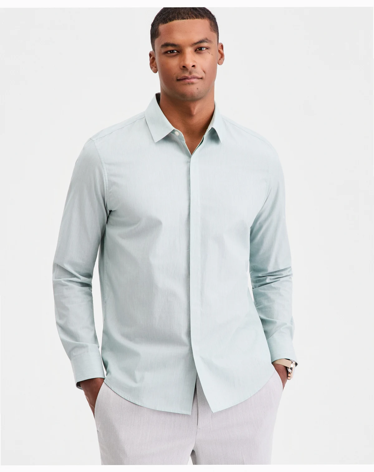 Aflani Men's Luke Cotton Long-Sleeve Button Shirt, Macy's Exclusive