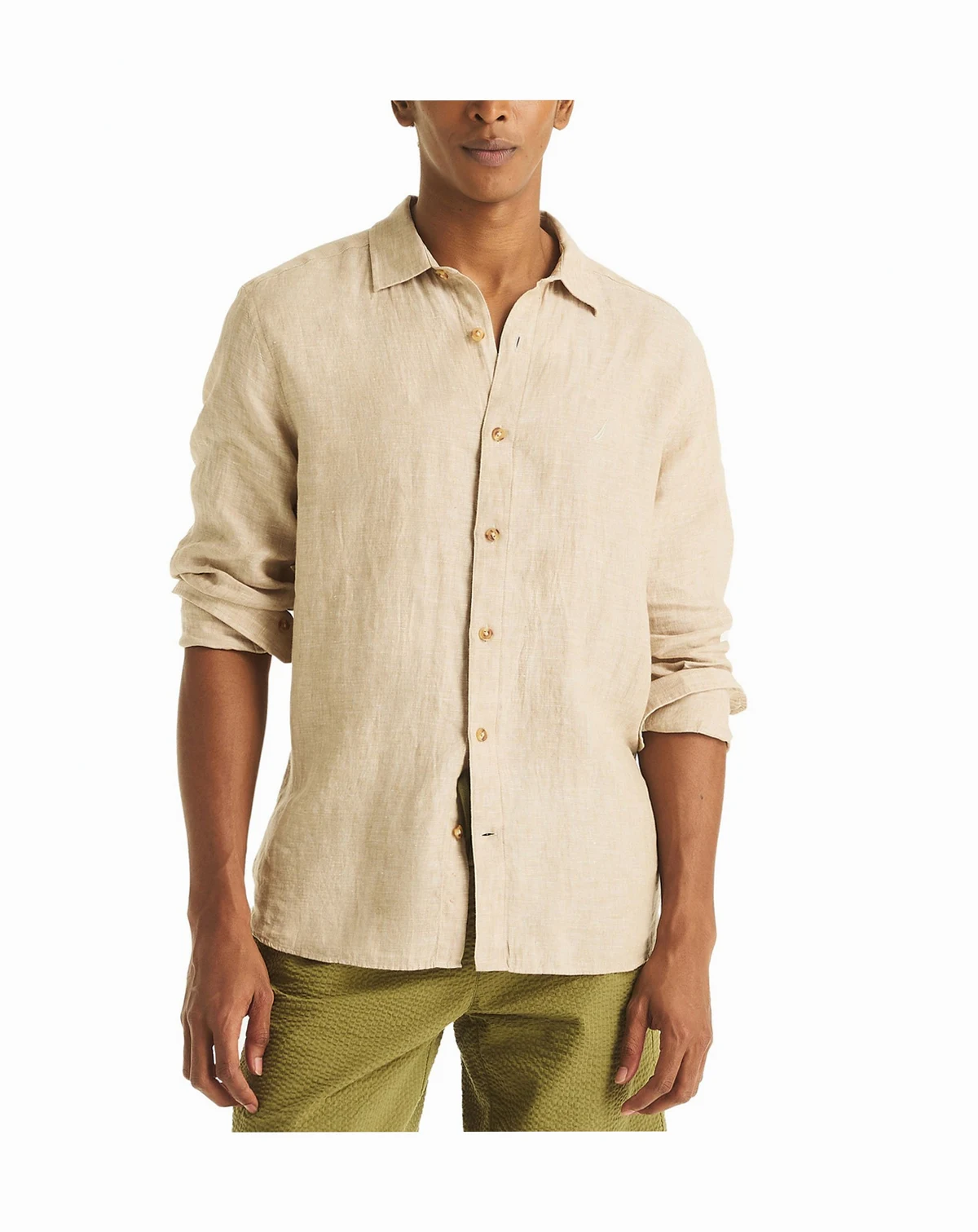 Men's Classic-Fit Spread-Collar Linen Shirt