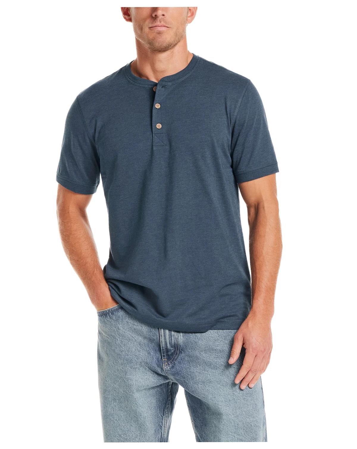 Men's Short-Sleeve Melange Henley Shirt