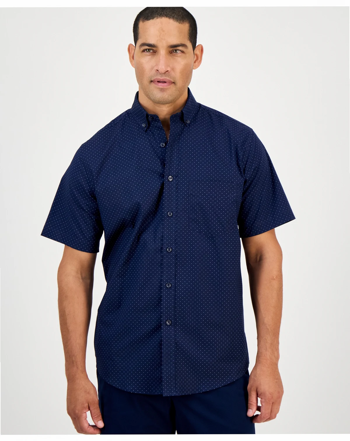 Men's Micro Dot Print Stretch Cotton Shirt, Created for Macy's