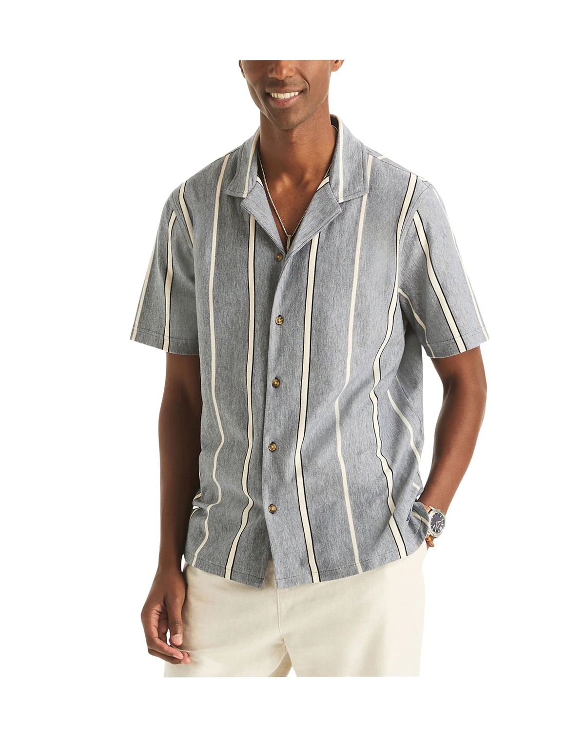 Men's Striped Spread-Collar Shirt
