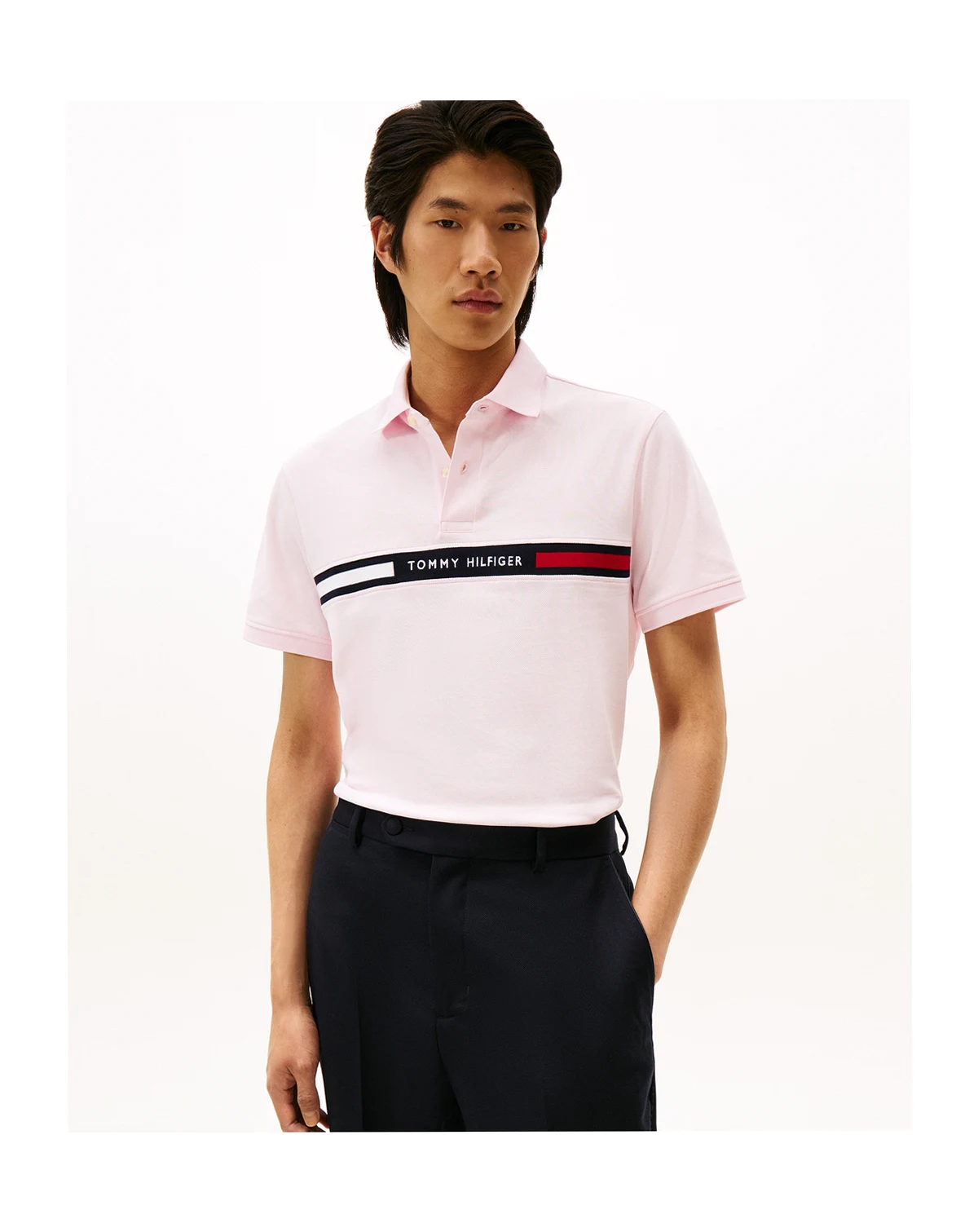 Men's Classic-Fit Embroidered Chest Insert Polo Shirt