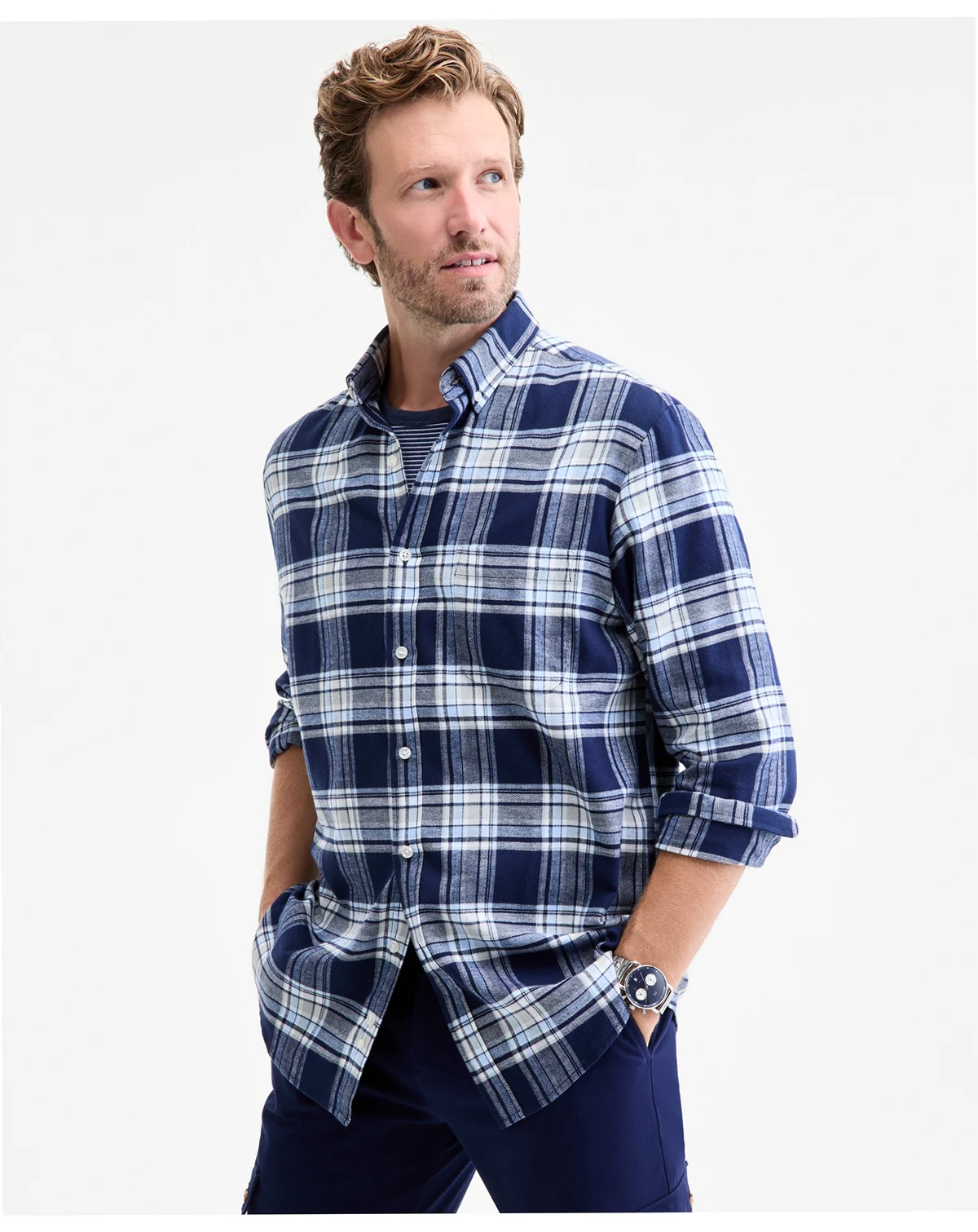 Men's Regular-Fit Flannel Shirt, Created for Macy's