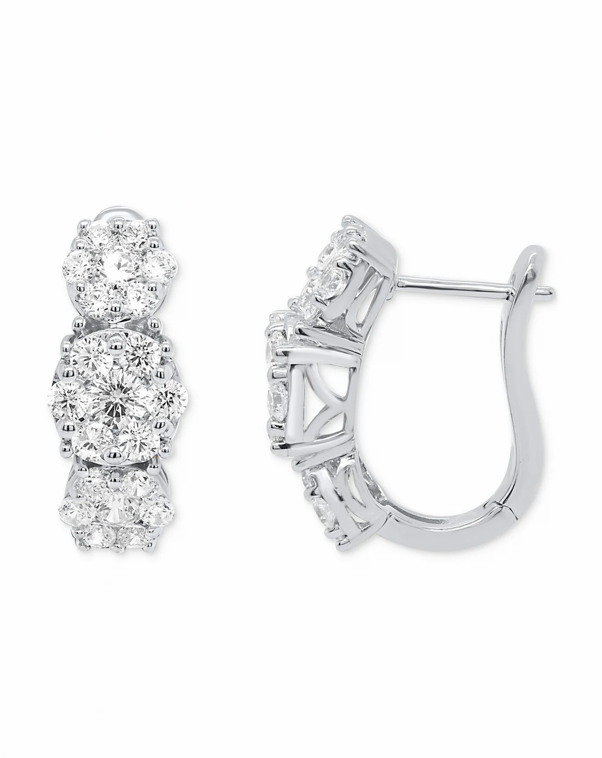 Lab Grown Diamond Triple Cluster Statement Earrings (2 ct. t.w.) in Sterling Silver or 14k Gold-Plated Sterling Silver