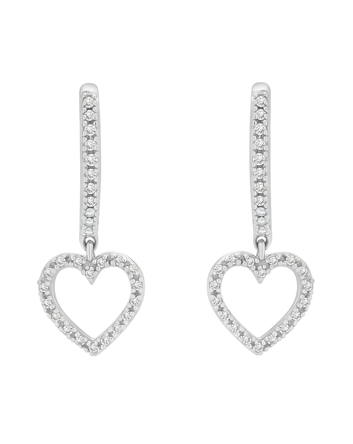Diamond Heart Earrings (1/8 ct.t.w.) in 10k White Gold
