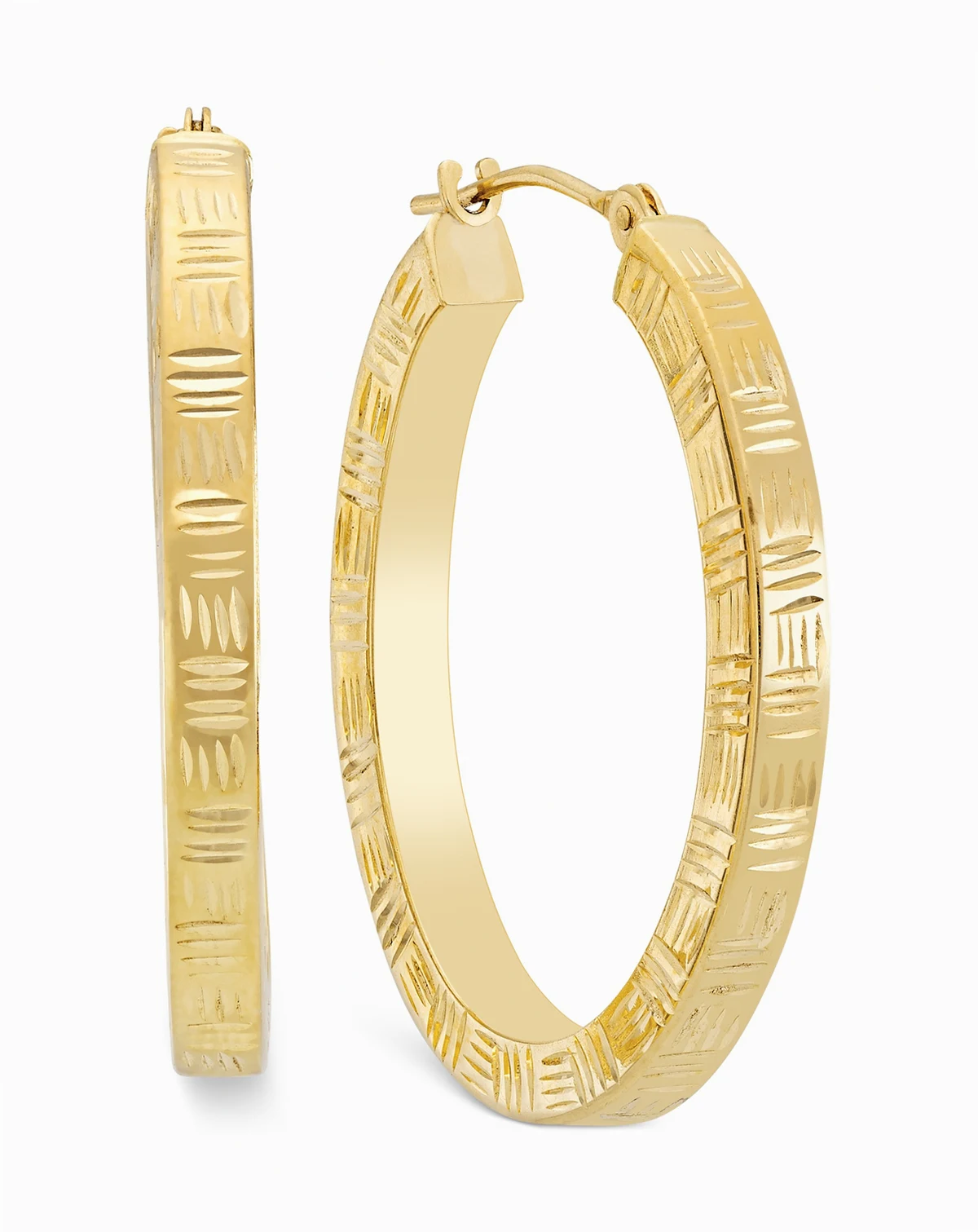 Etched Hoop Earrings in 10k Gold