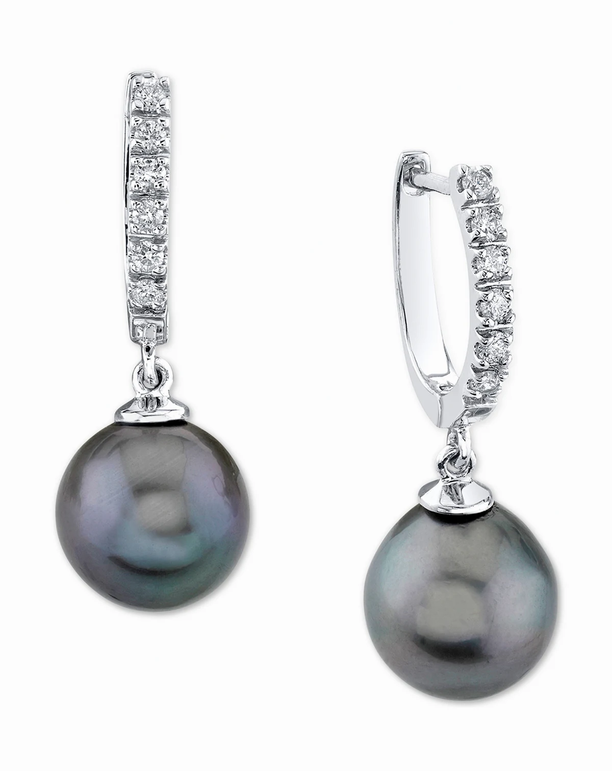 Cultured Golden South Sea Pearl (9mm) & Diamond (1/5 ct. t.w.) Hoop Dangle Drop Earrings in 14k Gold