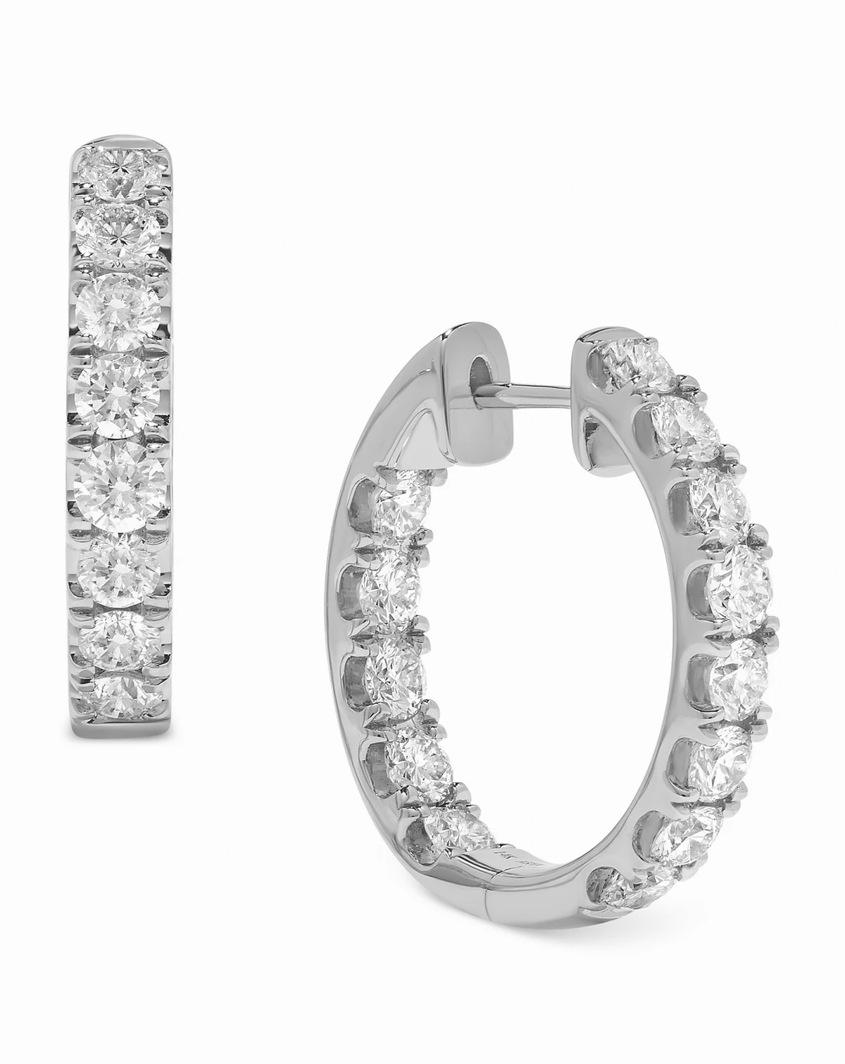 Diamond In & Out Hoop Earrings (2-1/10 ct. t.w.) in 14k White or Yellow Gold