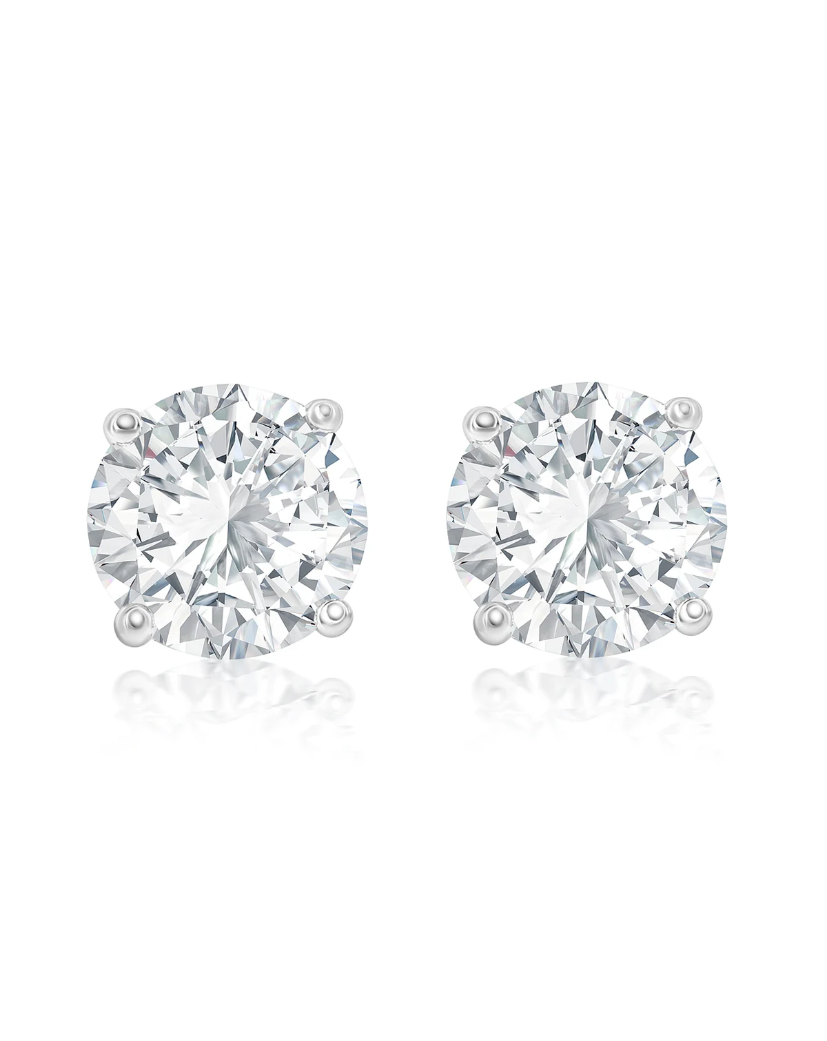 Suzy Levian Sterling Silver Round-Cut Cubic Zirconia Earring Studs 8mm 4 cttw