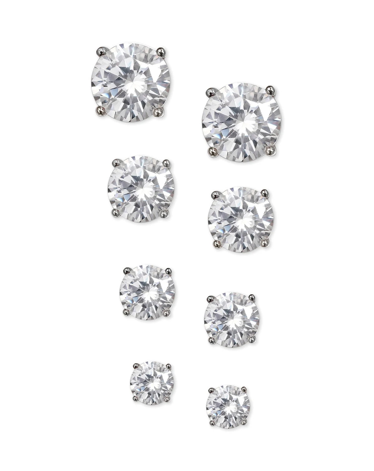 4-Pc. Set Cubic Zirconia Stud Earrings in Sterling Silver, Created for Macy's
