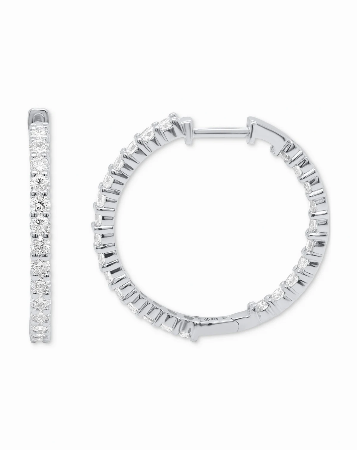 Lab Grown Diamond Hoop Earrings (2 ct. t.w.) in Sterling Silver or 14K Gold-Plated Sterling Silver