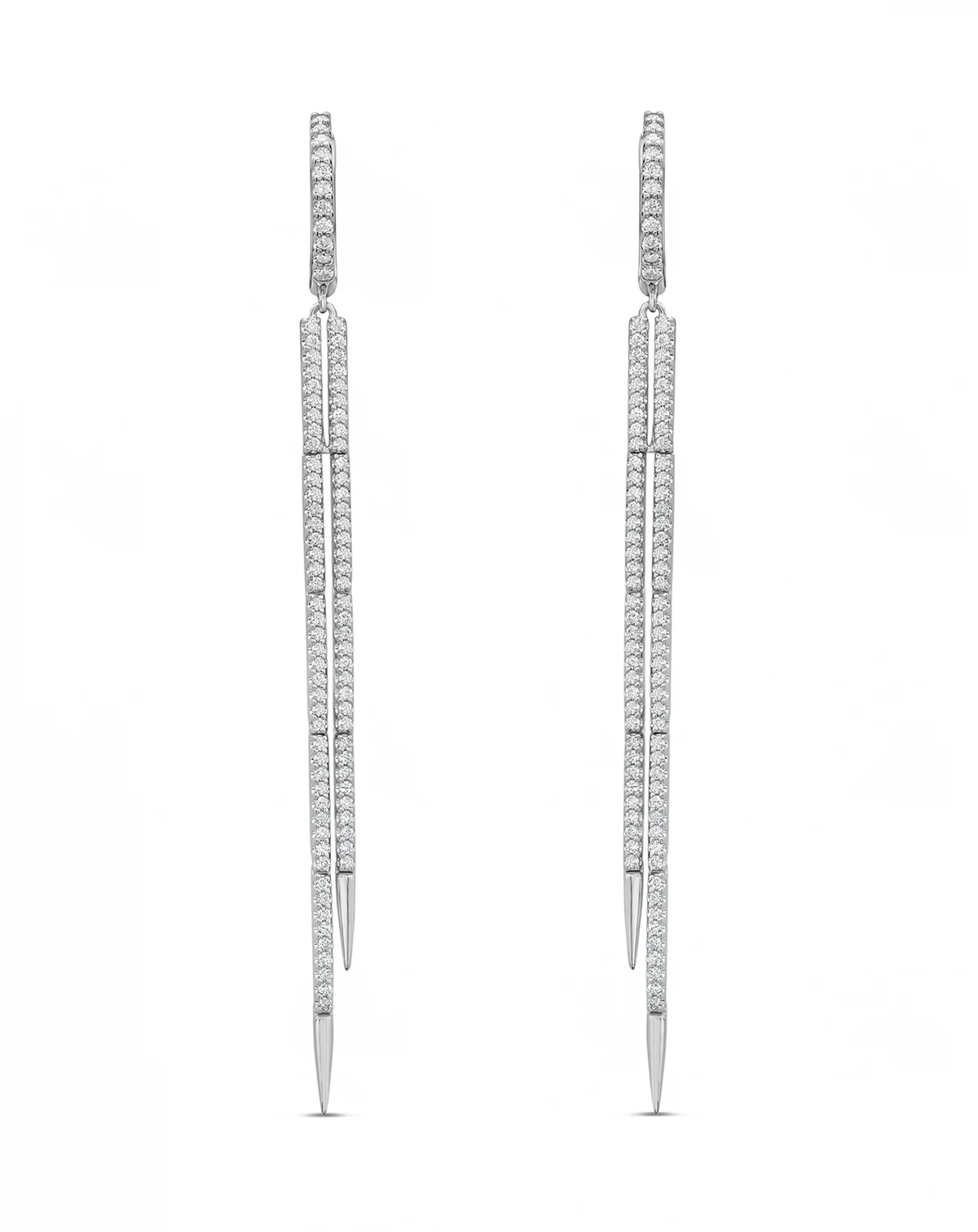 White Diamond (1 ct. t.w.) and Sapphire (0.03 ct. t.w.) Earrings in 10k White Gold