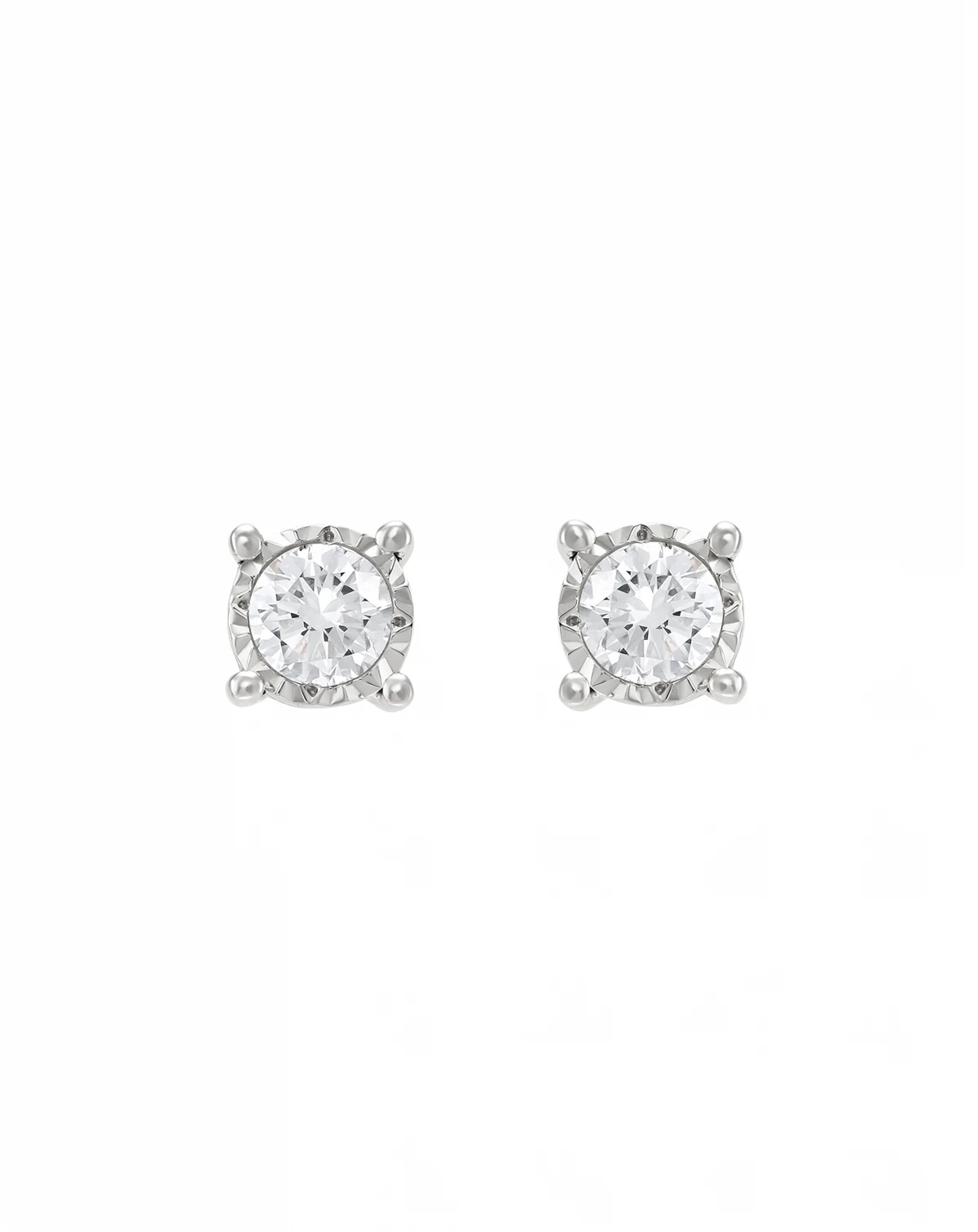 Diamond Stud Earrings (5/8 ct. t.w.) in Sterling Silver and 3k White Gold