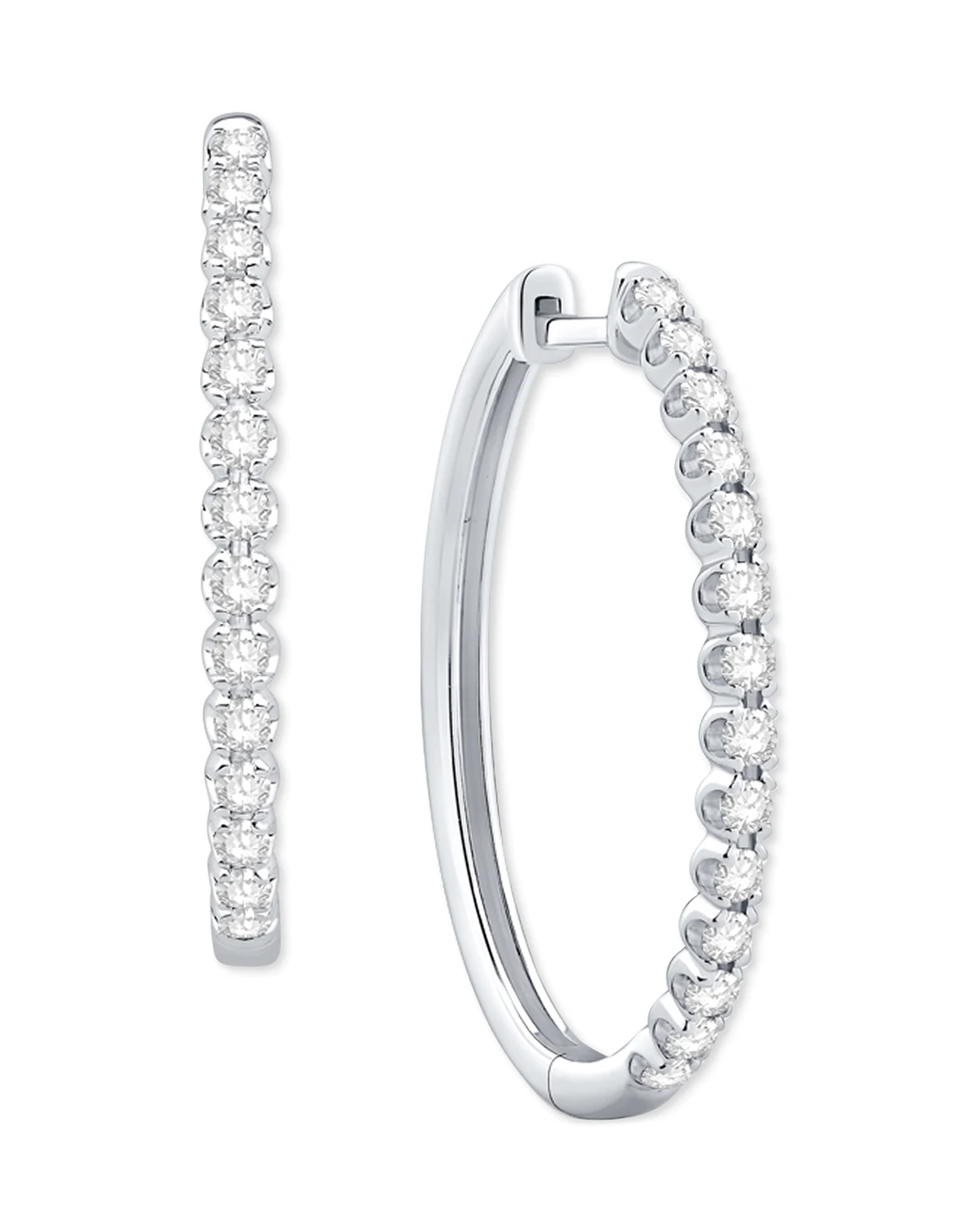 Diamond Hoop Earring (3/4 ct.tw.) in 10k White Gold or 10k Yellow Gold